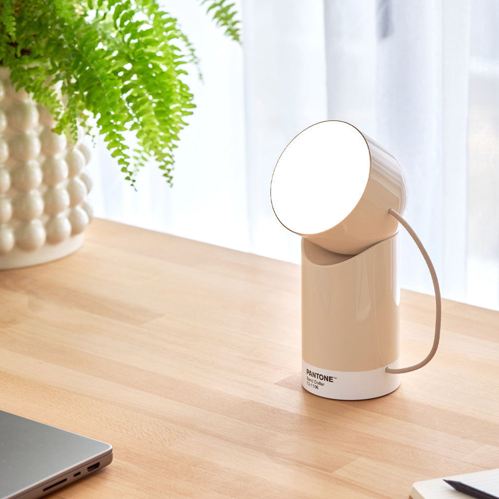 Table Lamps: Lexon Orbe Portable Led Lamp With Moving Head PANTONE - Sand