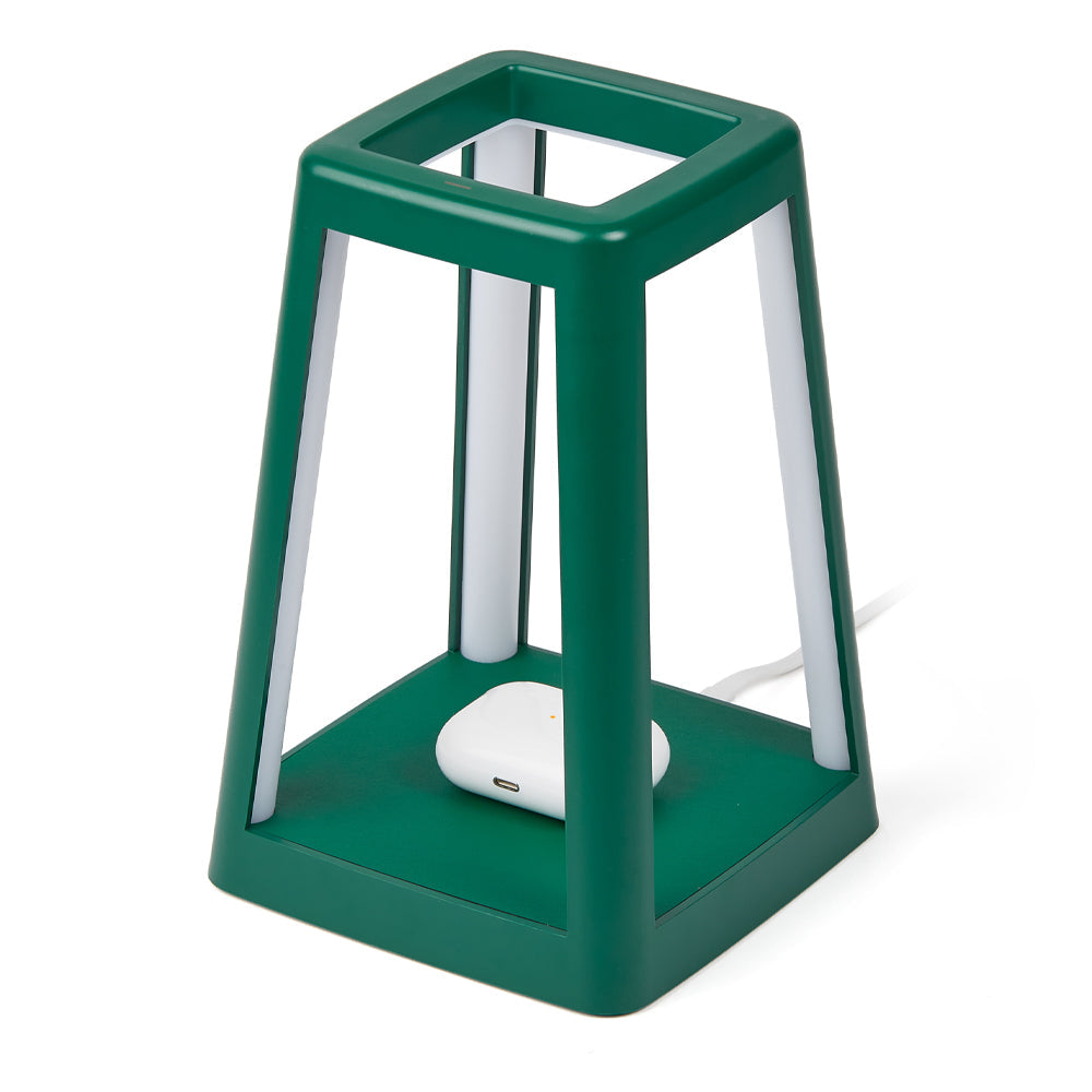 Table Lamps: Lexon Lantern Portable Lamp With Built-In Wireless Charger - Green