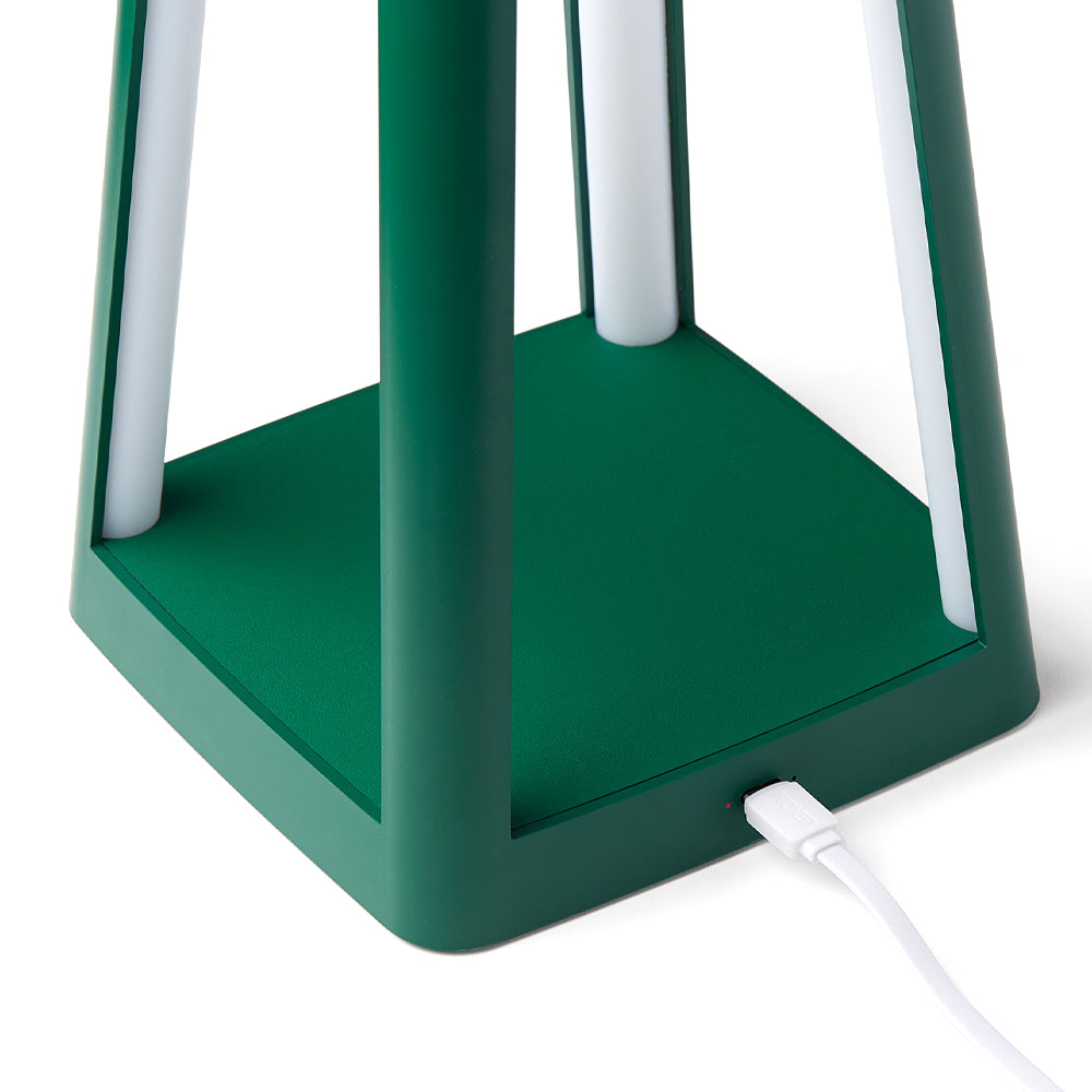Table Lamps: Lexon Lantern Portable Lamp With Built-In Wireless Charger - Green