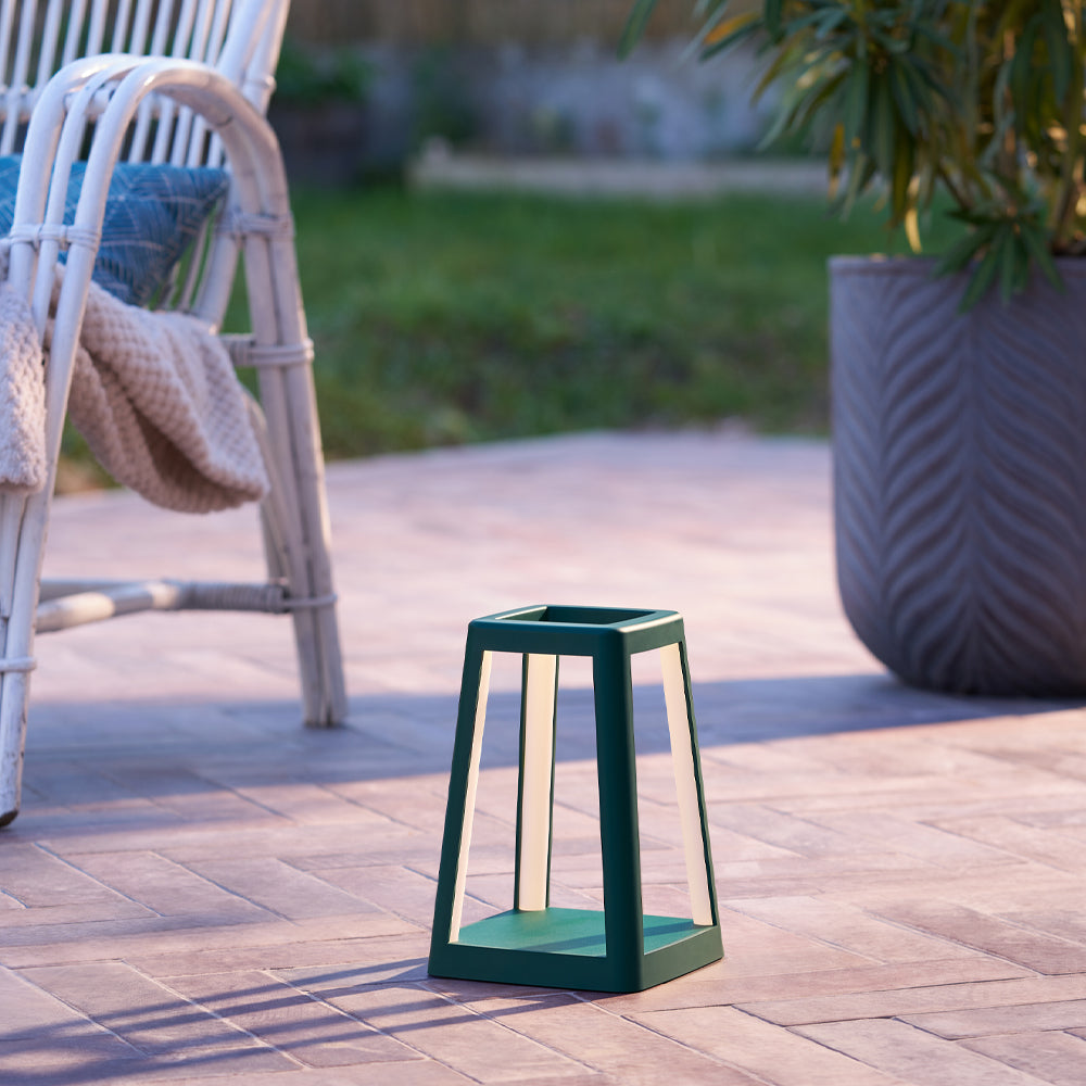 Table Lamps: Lexon Lantern Portable Lamp With Built-In Wireless Charger - Green
