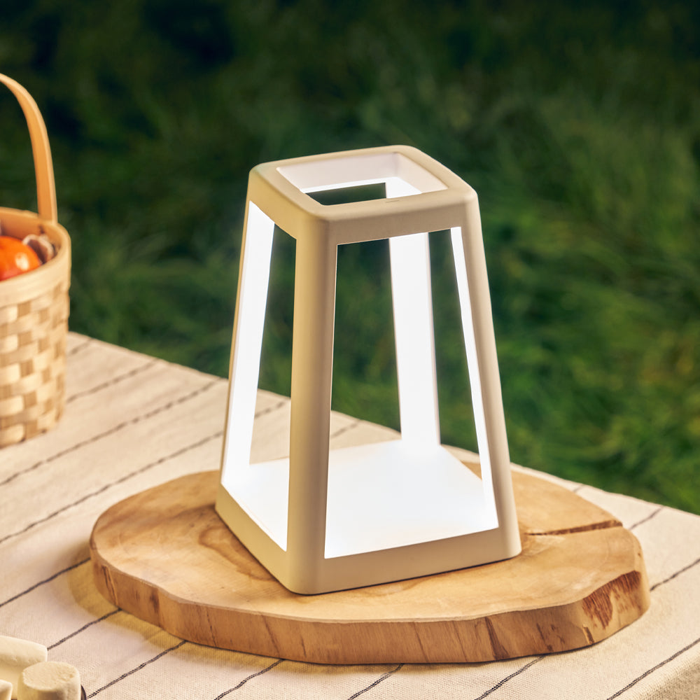 Table Lamps: Lexon Lantern Portable Lamp With Built-In Wireless Charger - White