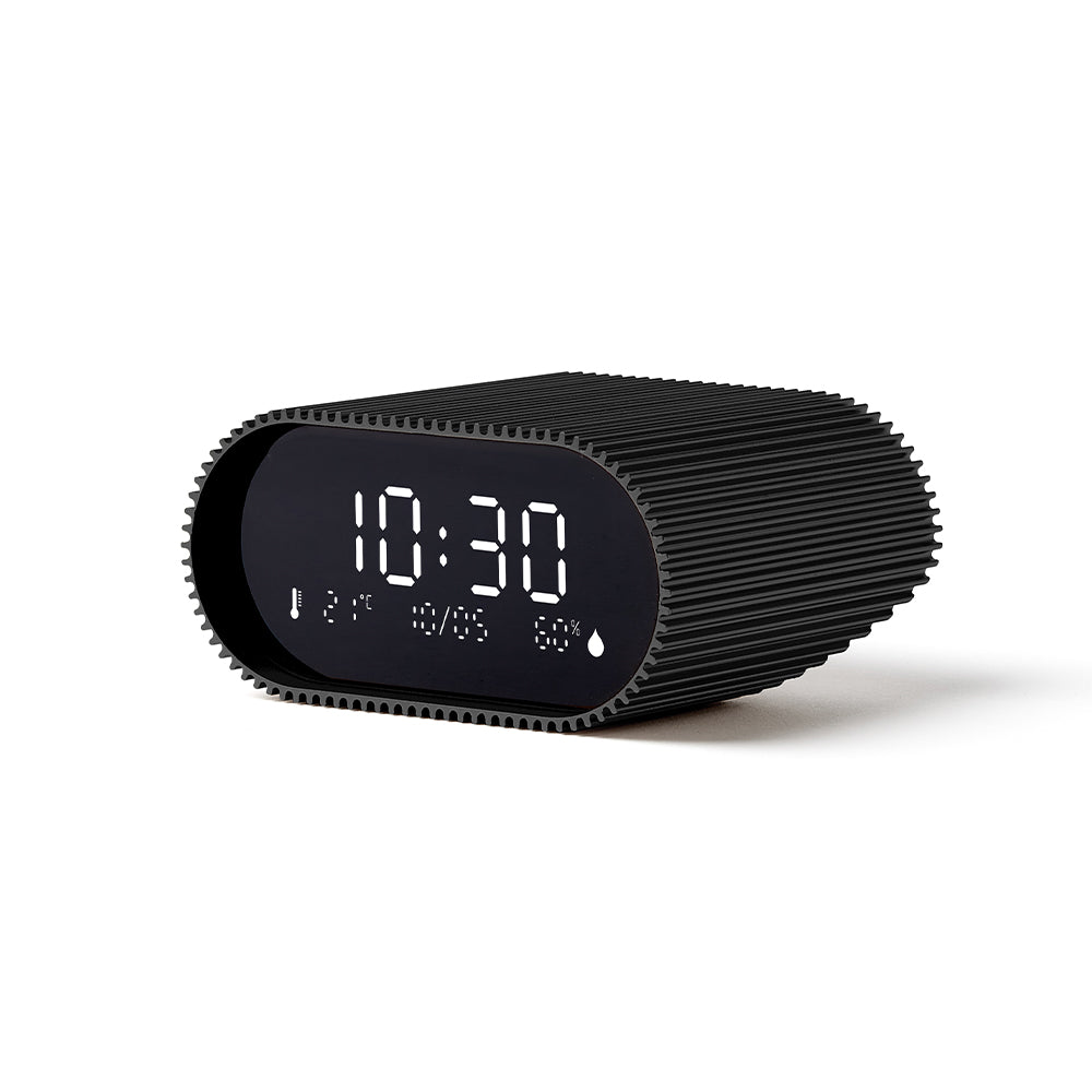 Clocks: Lexon Ray Clock Lcd Alarm Clock With Temperature / Humidity Display - Black
