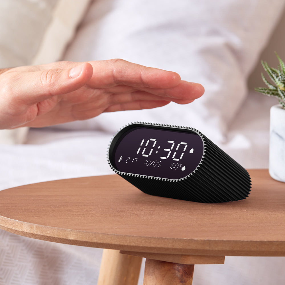Clocks: Lexon Ray Clock Lcd Alarm Clock With Temperature / Humidity Display - Black