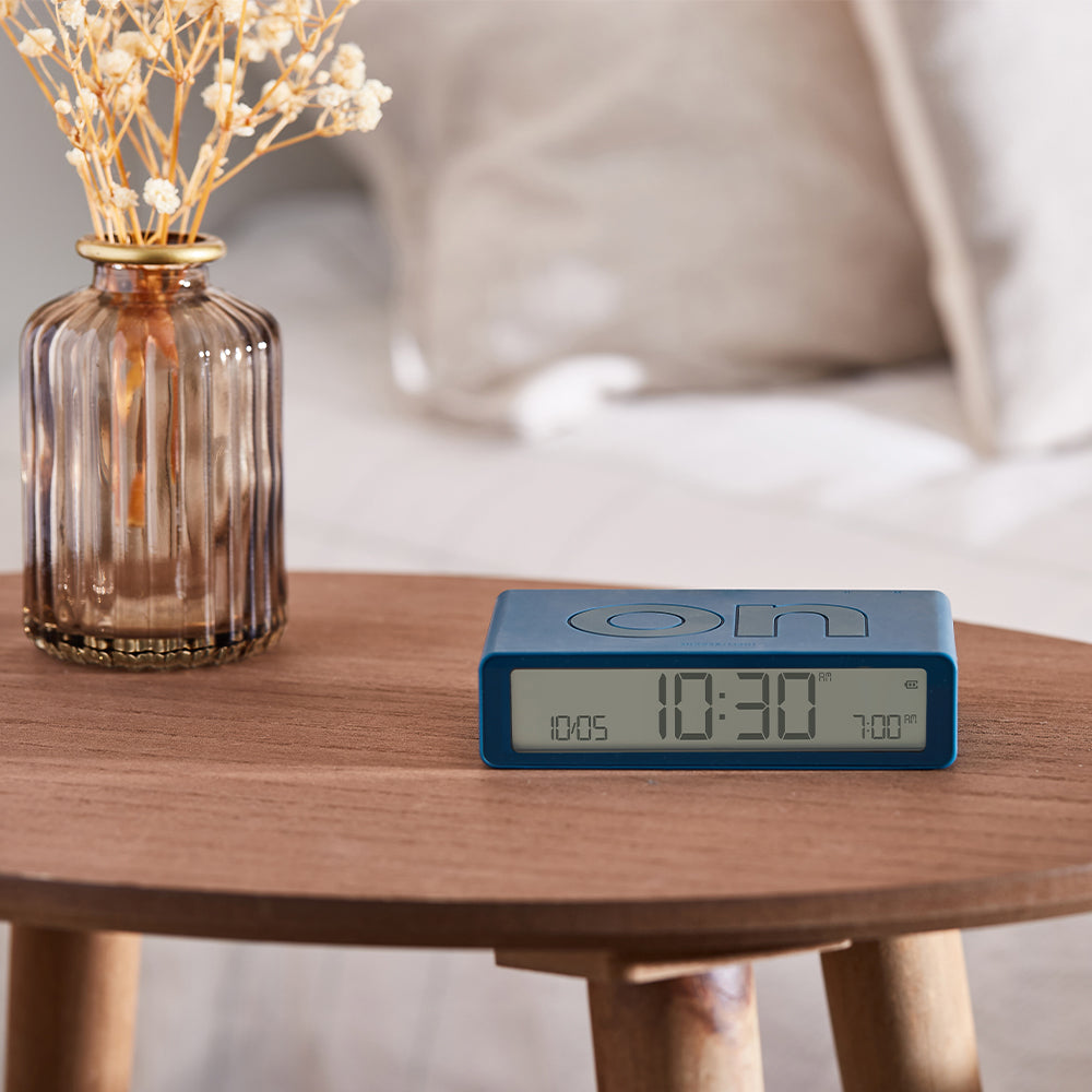 Clocks: Lexon Flip Classic Reversible Alarm Clock - Blue