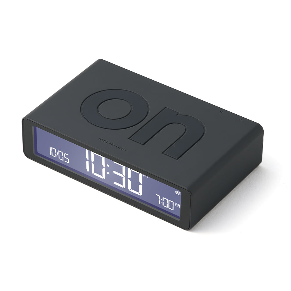 Clocks: Lexon Flip Classic Reversible Alarm Clock - Grey