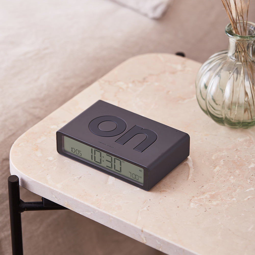 Clocks: Lexon Flip Classic Reversible Alarm Clock - Grey