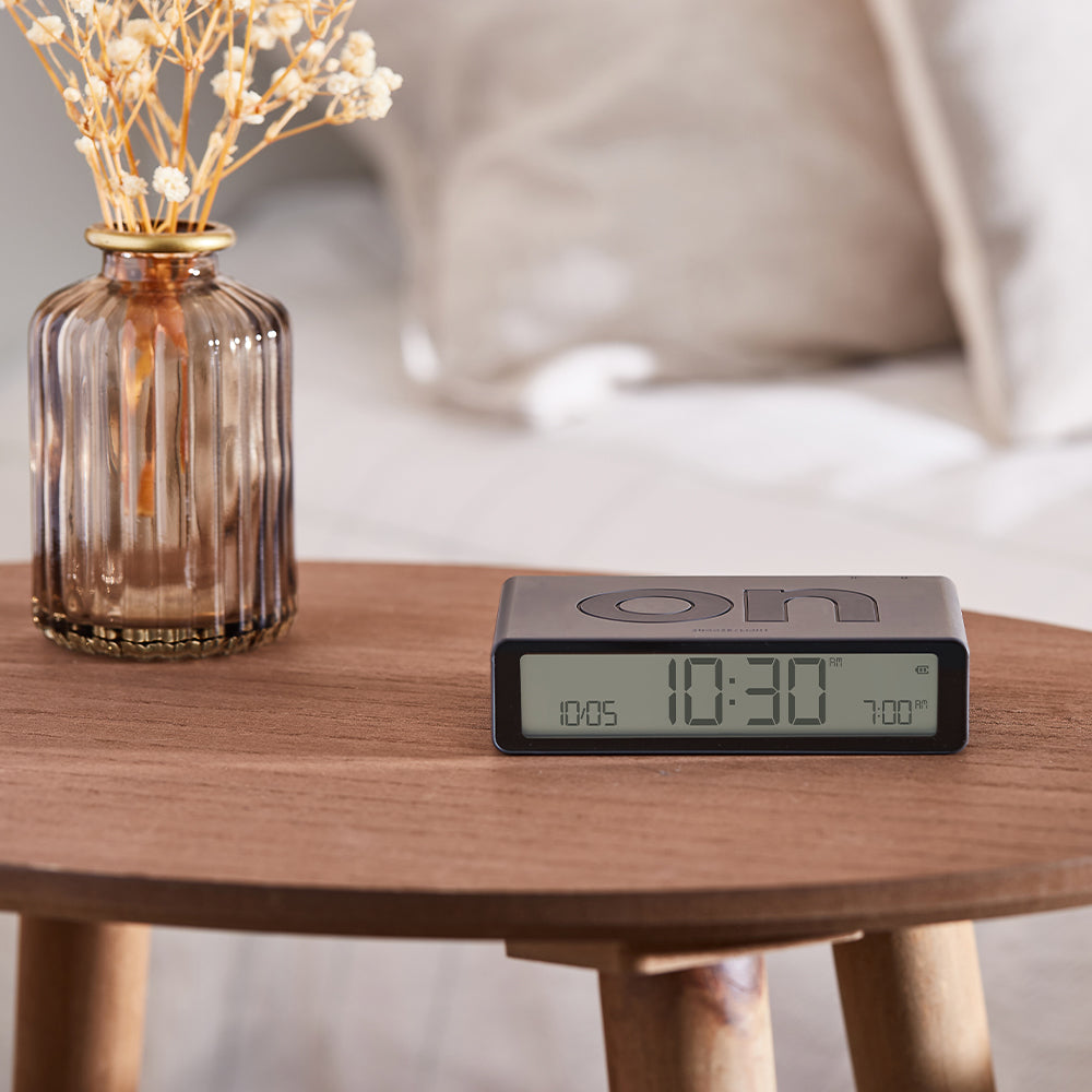 Clocks: Lexon Flip Classic Reversible Alarm Clock - Grey