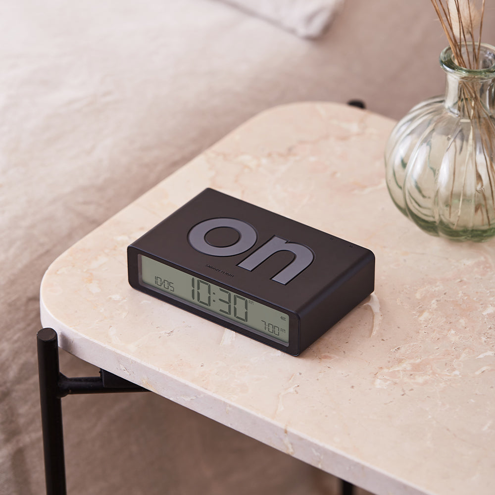 Clocks: Lexon Flip Classic Reversible Alarm Clock - Black