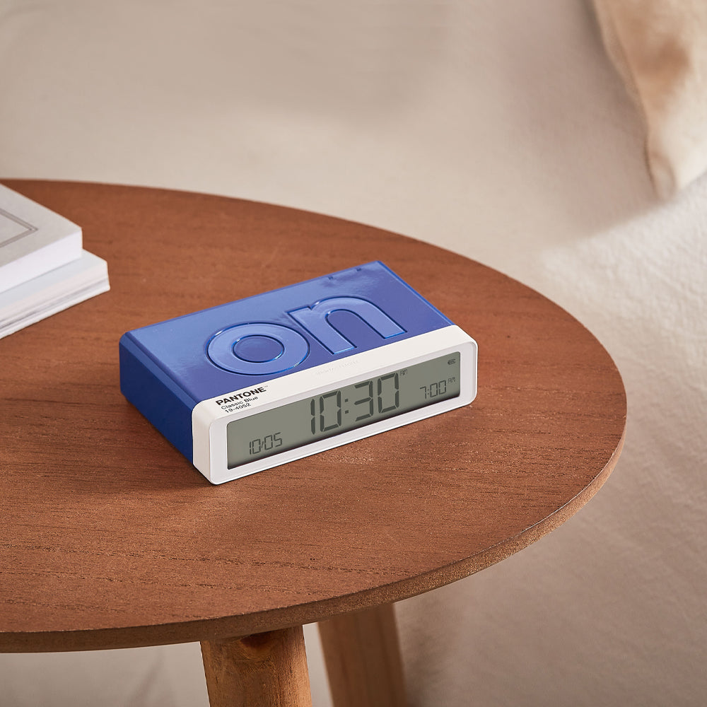 Clocks: Lexon Flip Classic Reversible Alarm Clock PANTONE - Classic Blue