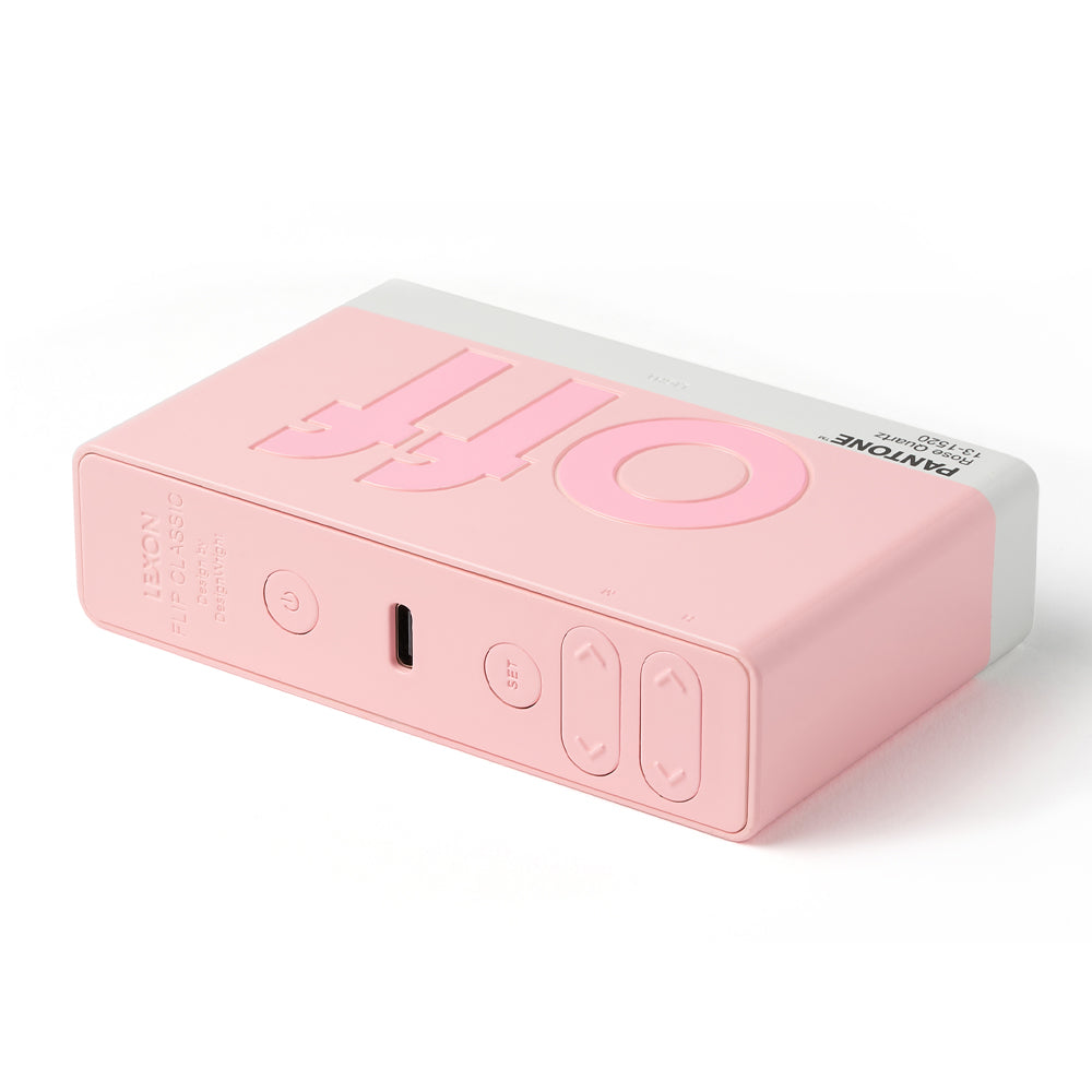 Clocks: Lexon Flip Classic Reversible Alarm Clock PANTONE - Rose Pink