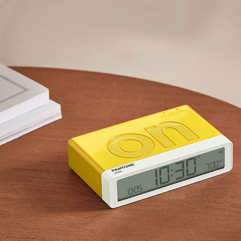 Clocks: Lexon Flip Classic Reversible Alarm Clock PANTONE - Yellow
