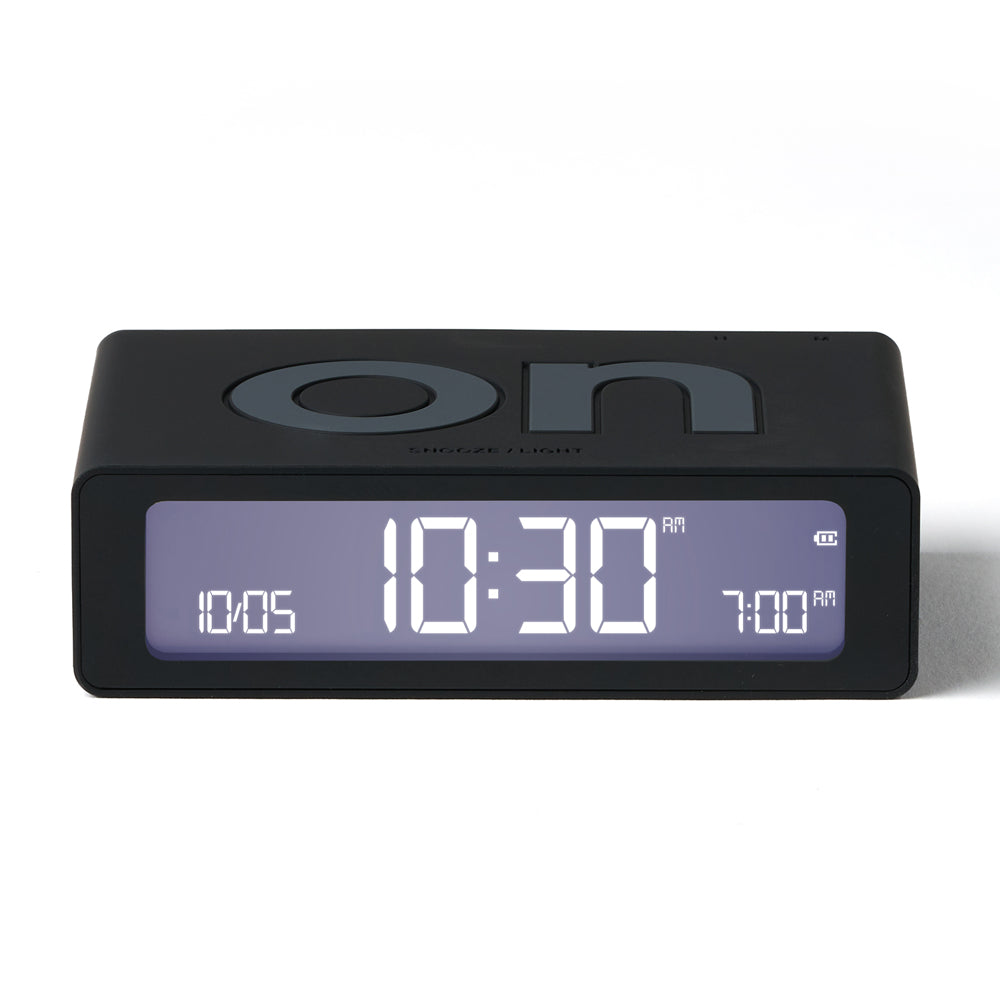Clocks: Lexon Flip Mini Reversible Alarm Clock - Black
