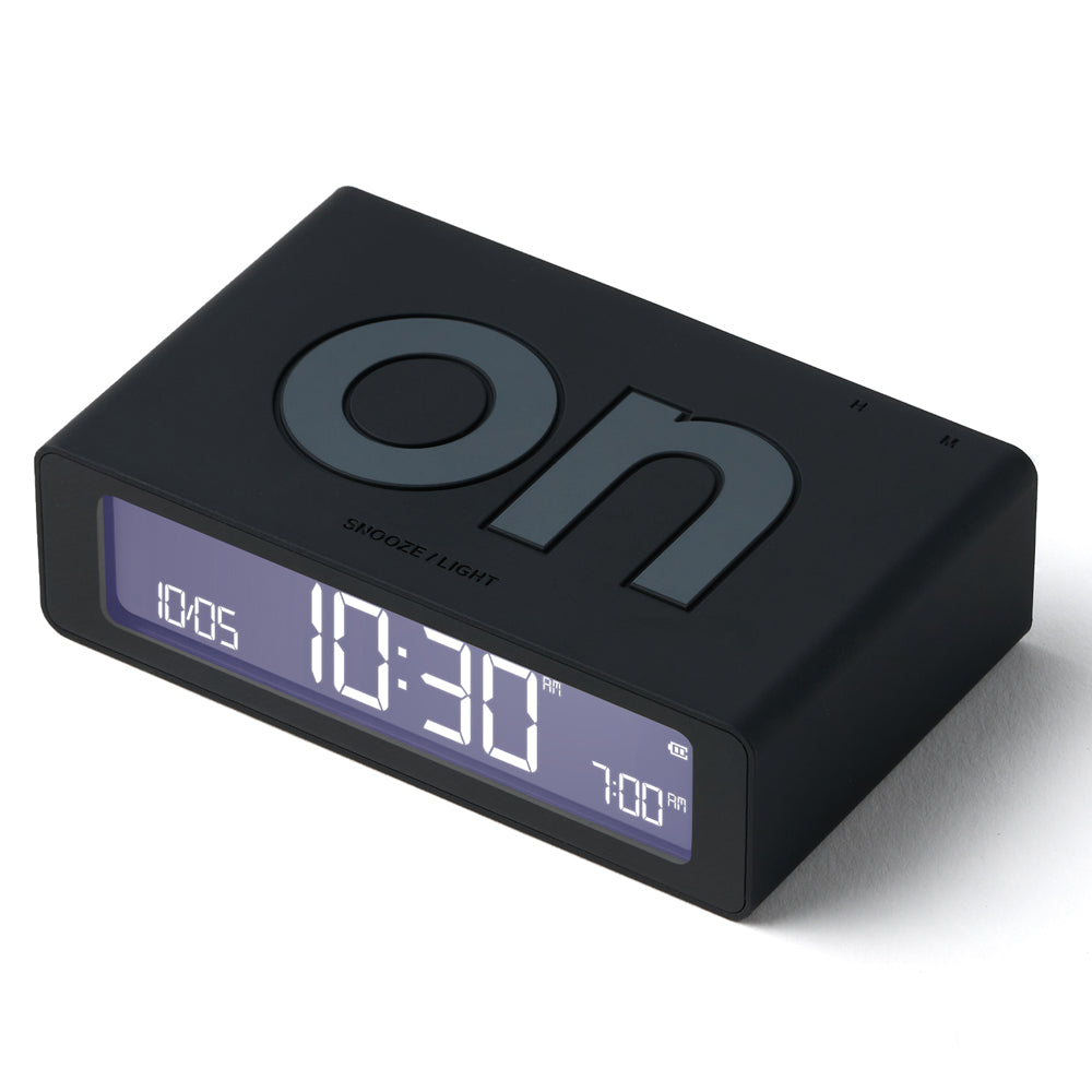 Clocks: Lexon Flip Mini Reversible Alarm Clock - Black