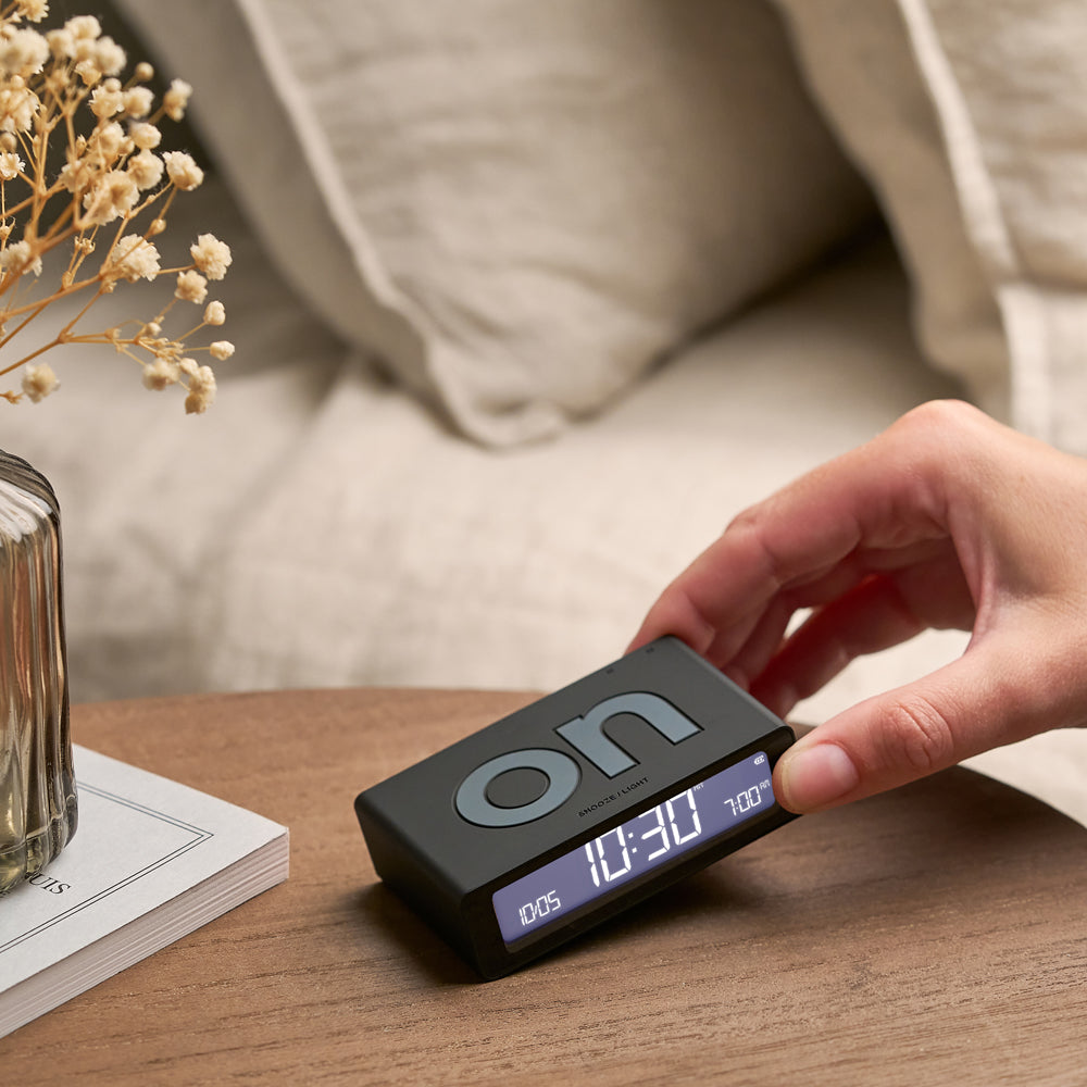 Clocks: Lexon Flip Mini Reversible Alarm Clock - Black
