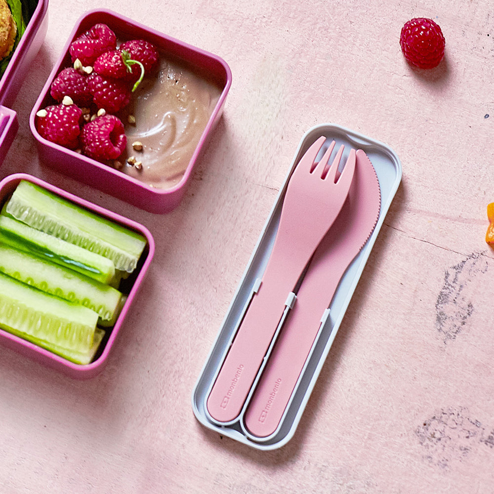 Monbento Mb Pocket Plastic Cutlery Set - Colour Pink Blush
