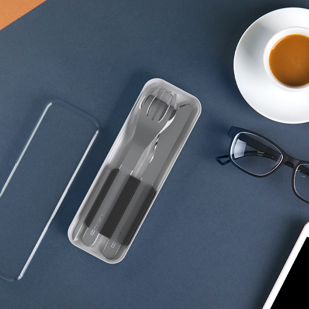 Monbento Mb Slim Box Stainless Steel Cutlery Set - Trio Knife - Black