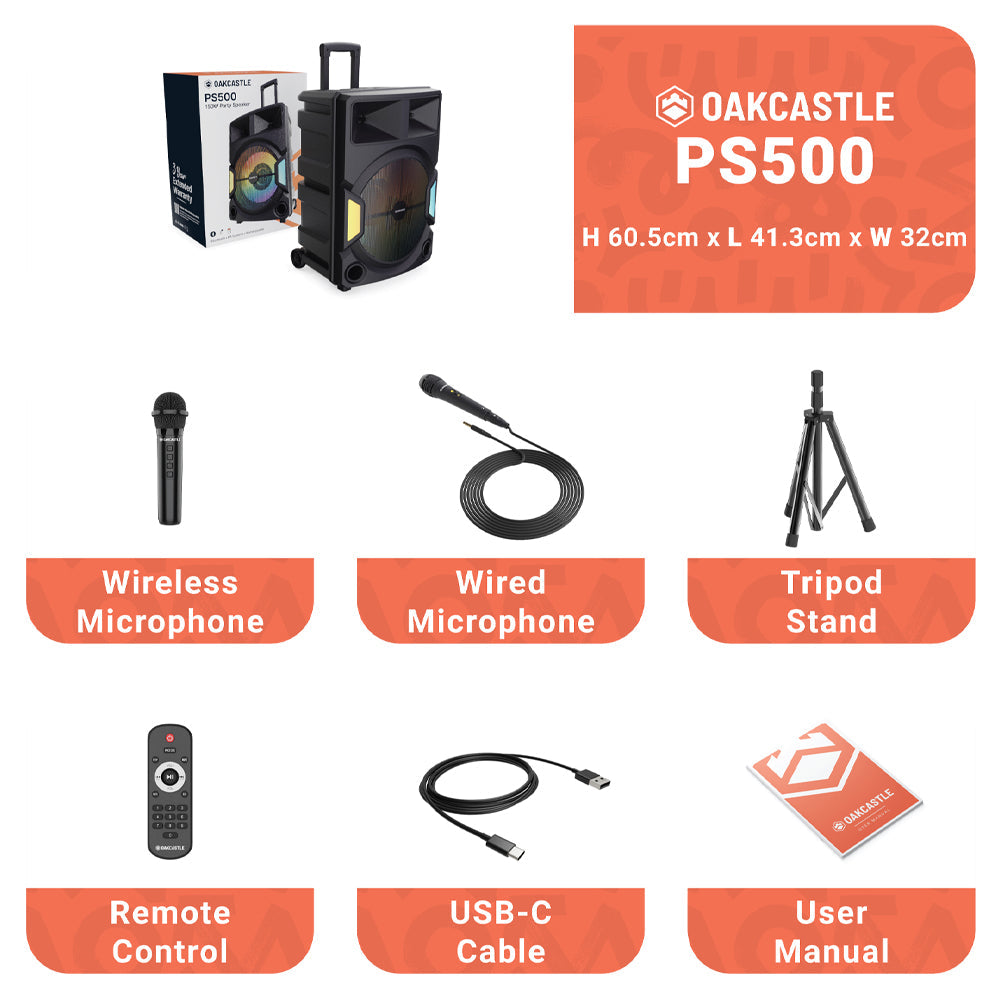 Bluetooth Speakers: Majority PS500 - PA System 150w Bluetooth Karaoke-DJ-Party-PA System - Black