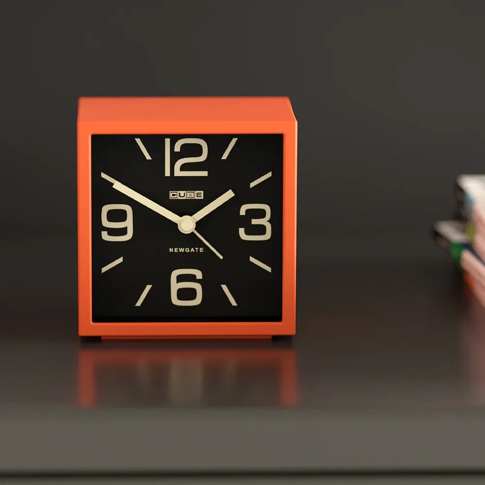 Newgate Cube Mantel Clock-Pumpkin Orange