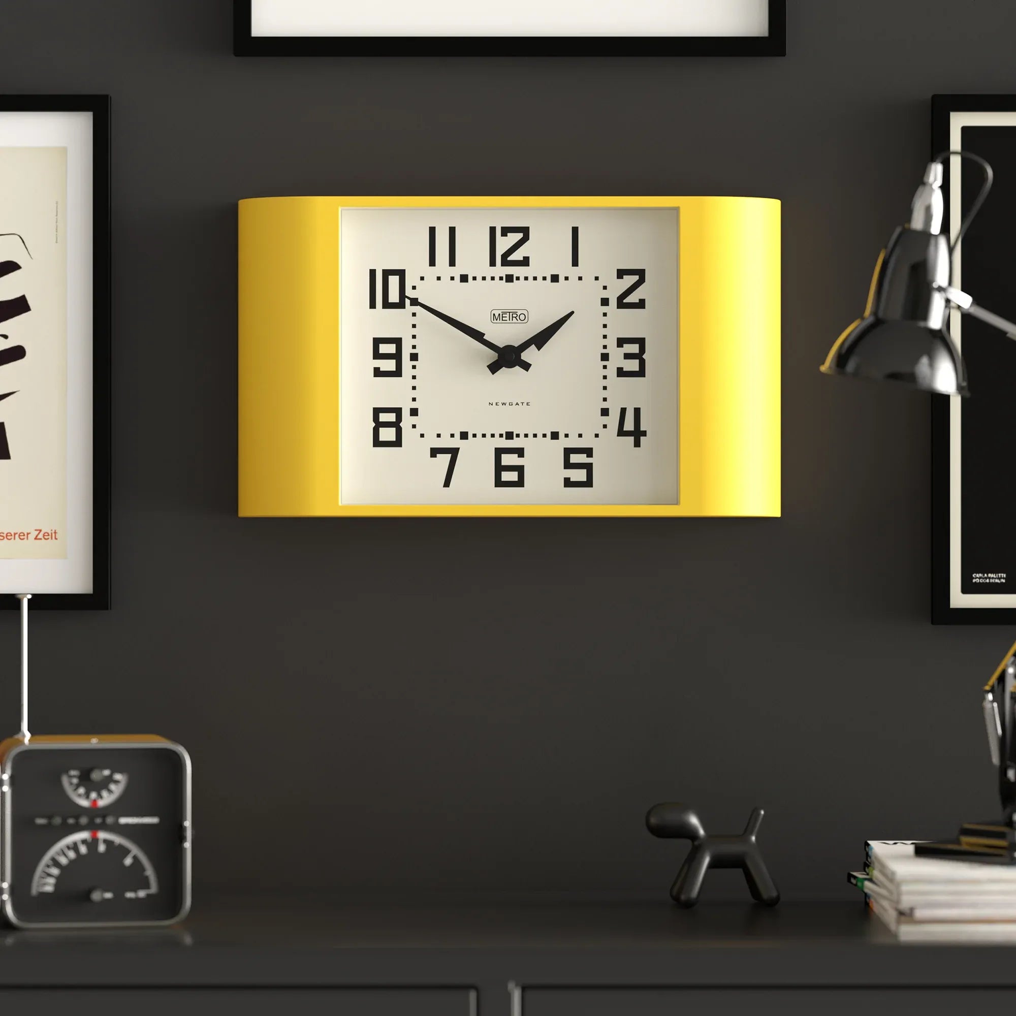 Newgate Metro Wall Clock-Yellow