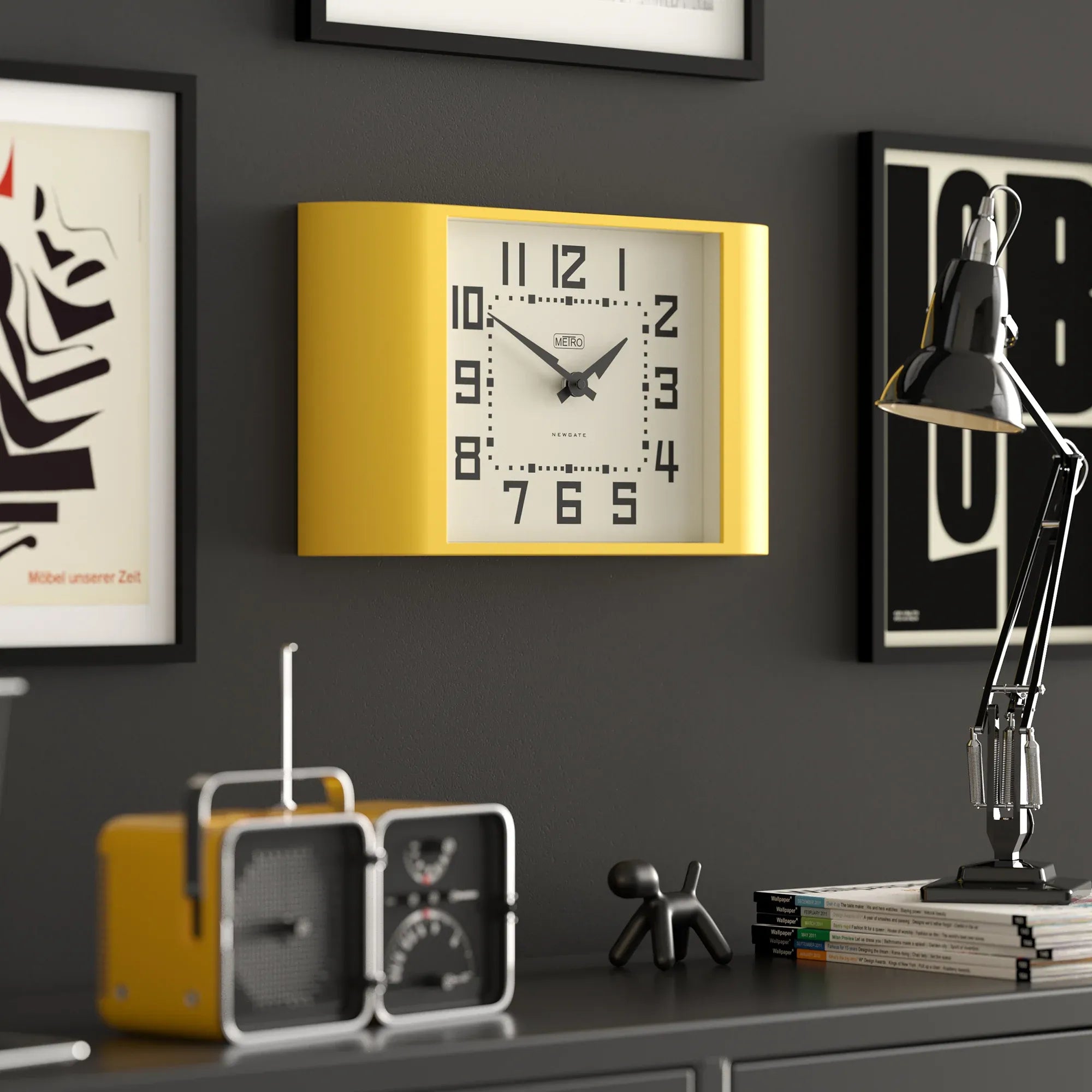Newgate Metro Wall Clock-Yellow