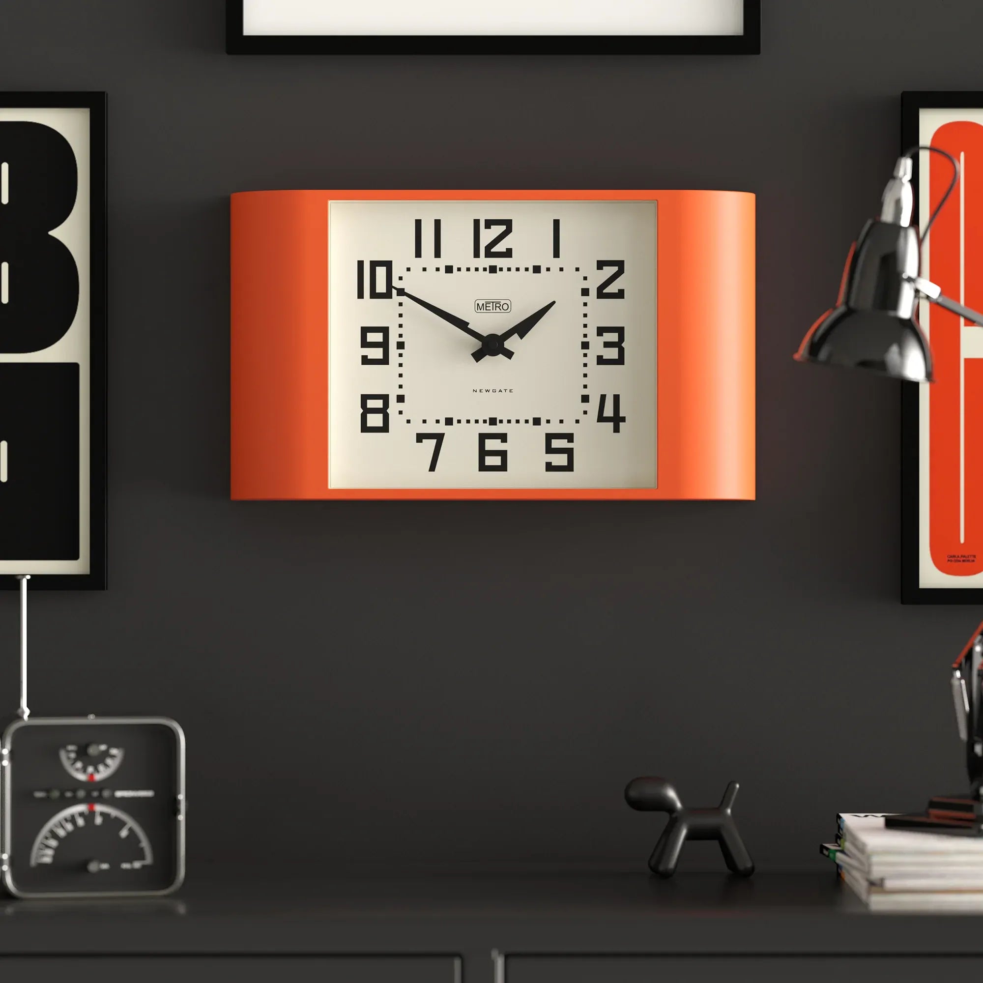 Newgate Metro Wall Clock-Pumpkin Orange