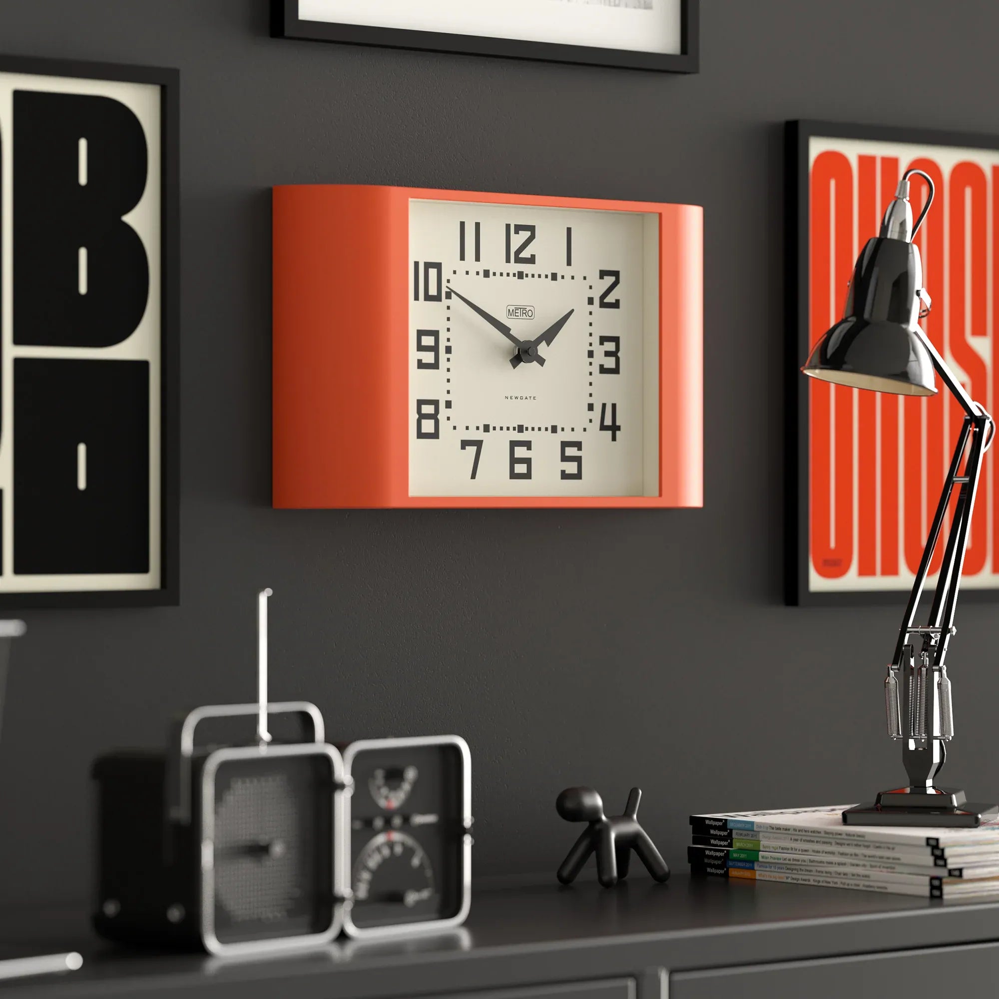 Newgate Metro Wall Clock-Pumpkin Orange
