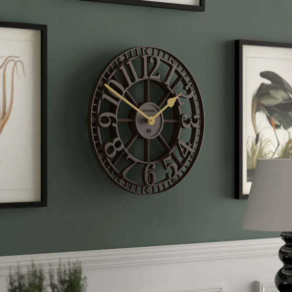 Newgate Warehouse Wall Clock-Mocha Brown