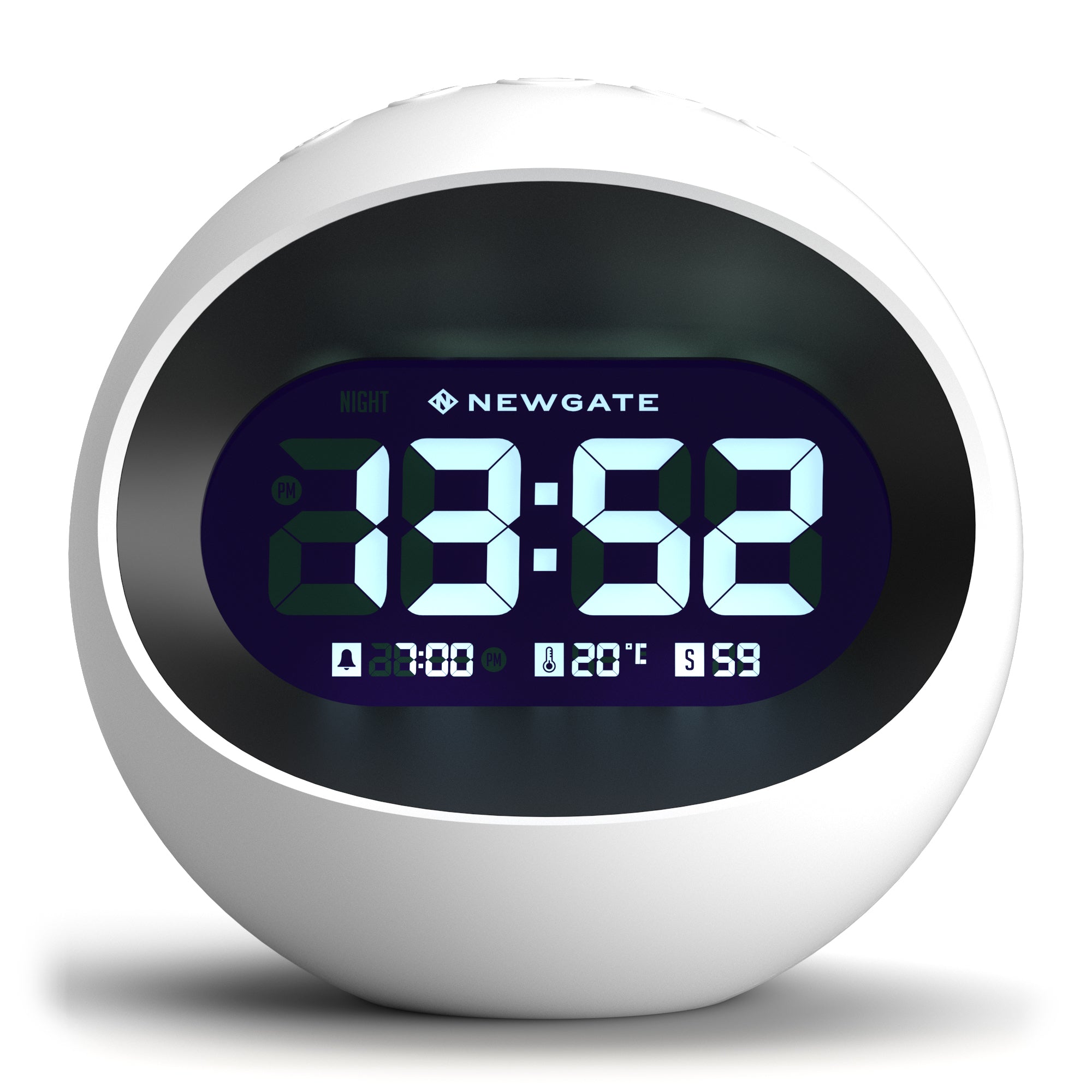 Clocks: Newgate Centre Of The Earth Lcd Alarm Clock White