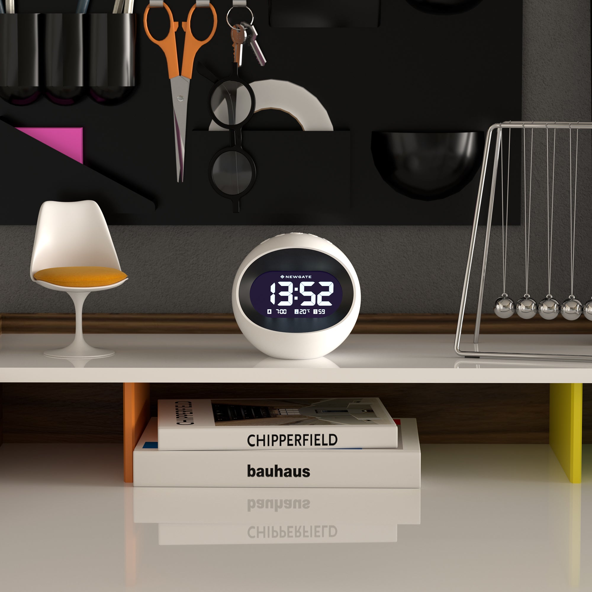Clocks: Newgate Centre Of The Earth Lcd Alarm Clock White