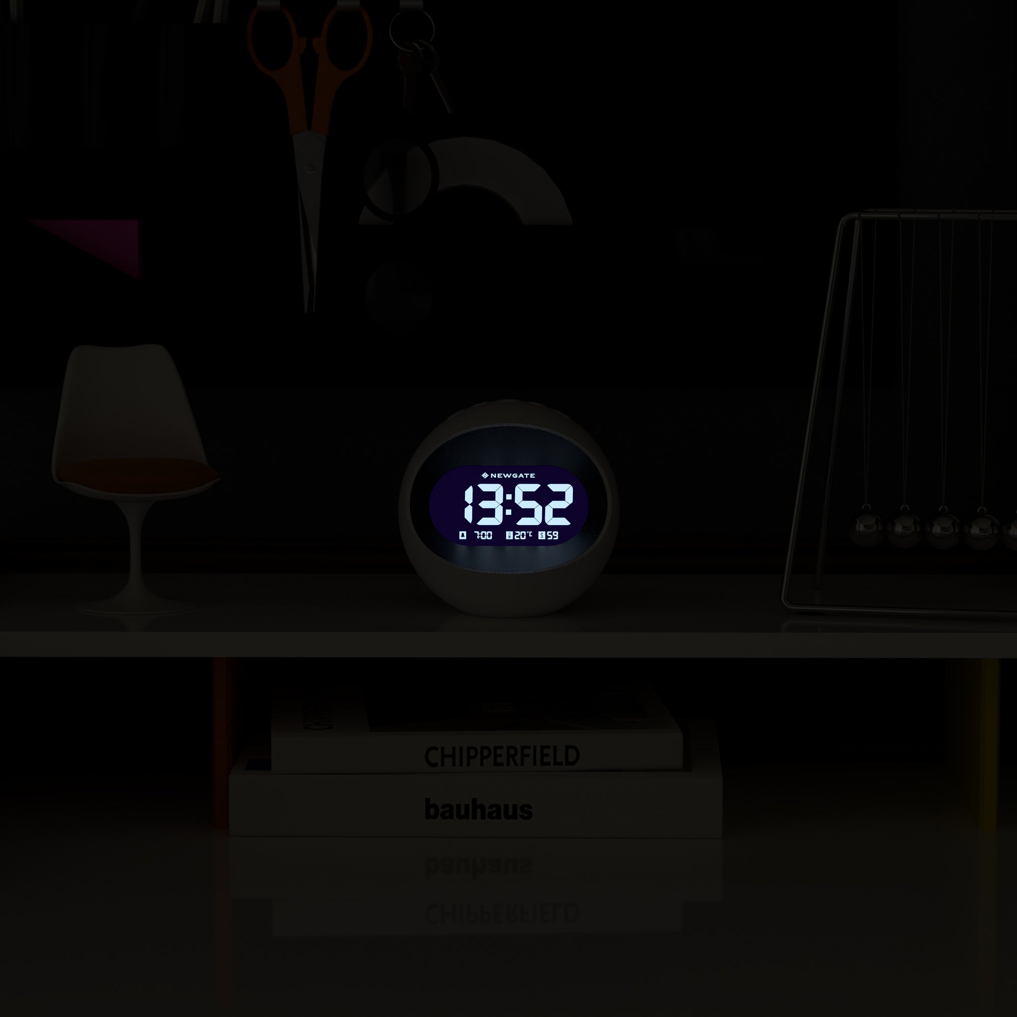 Clocks: Newgate Centre Of The Earth Lcd Alarm Clock White