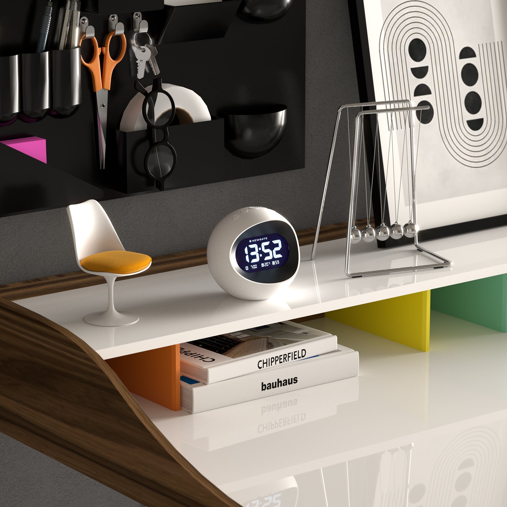 Clocks: Newgate Centre Of The Earth Lcd Alarm Clock White