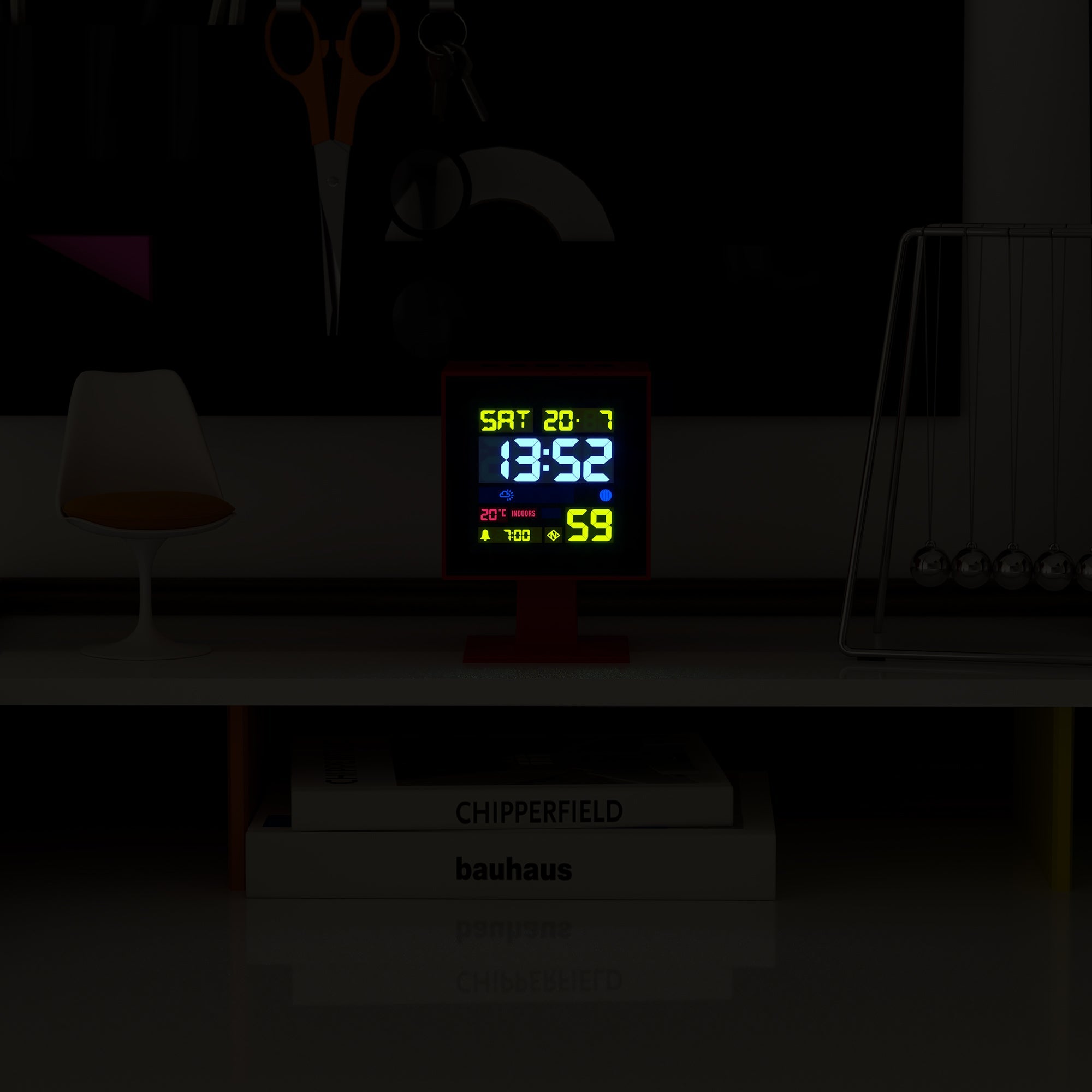 Clocks: Newgate Monolith Lcd Alarm Clock Fire Engine Red