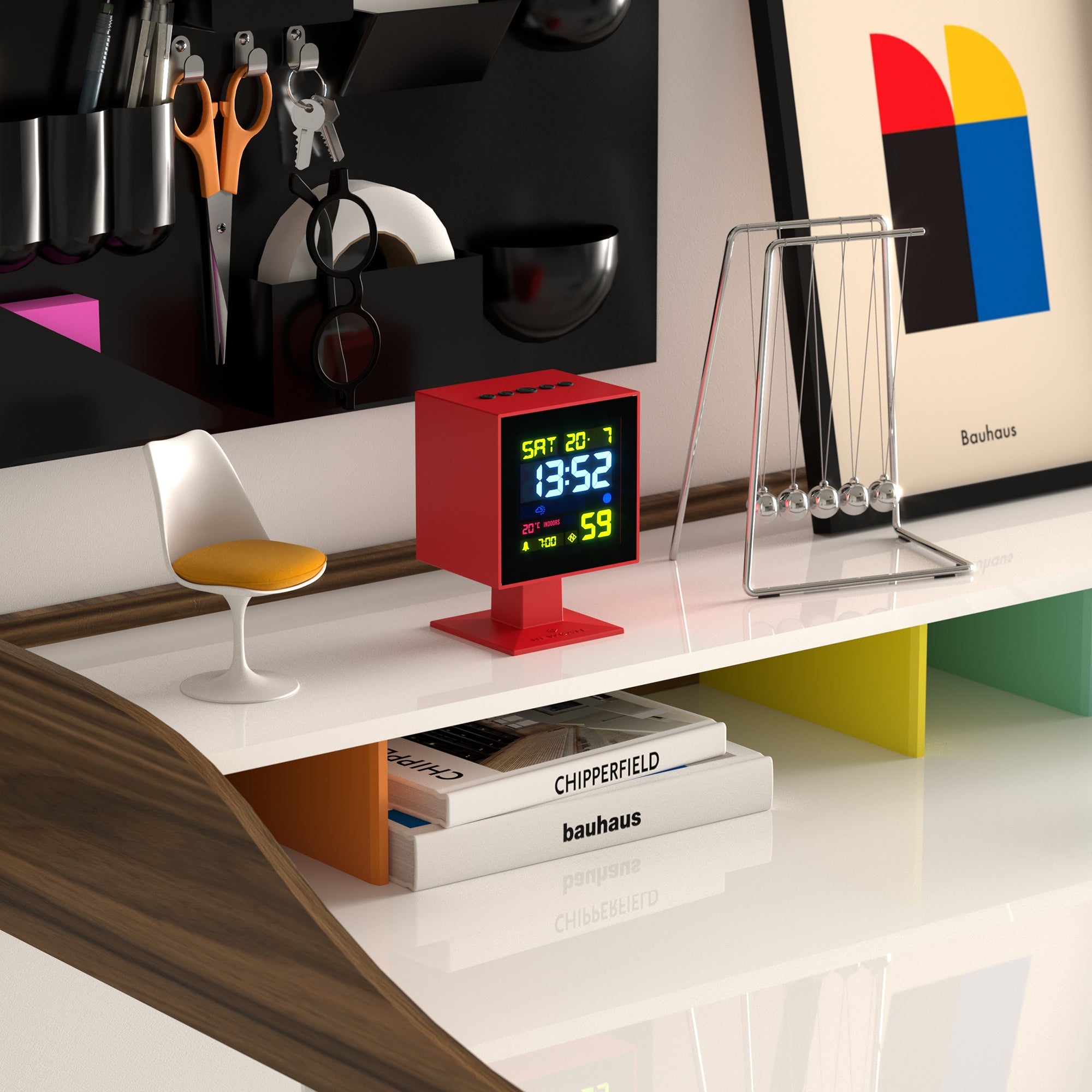 Clocks: Newgate Monolith Lcd Alarm Clock Fire Engine Red