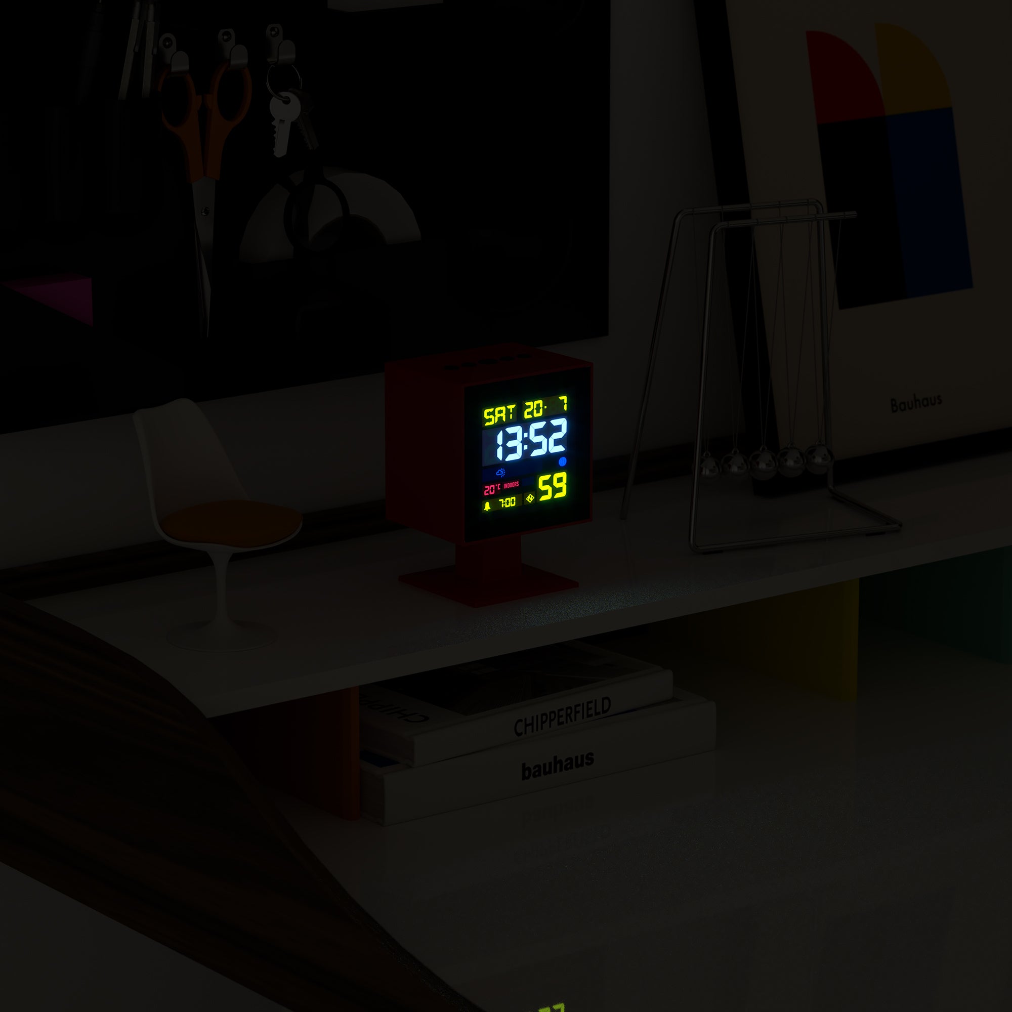 Clocks: Newgate Monolith Lcd Alarm Clock Fire Engine Red