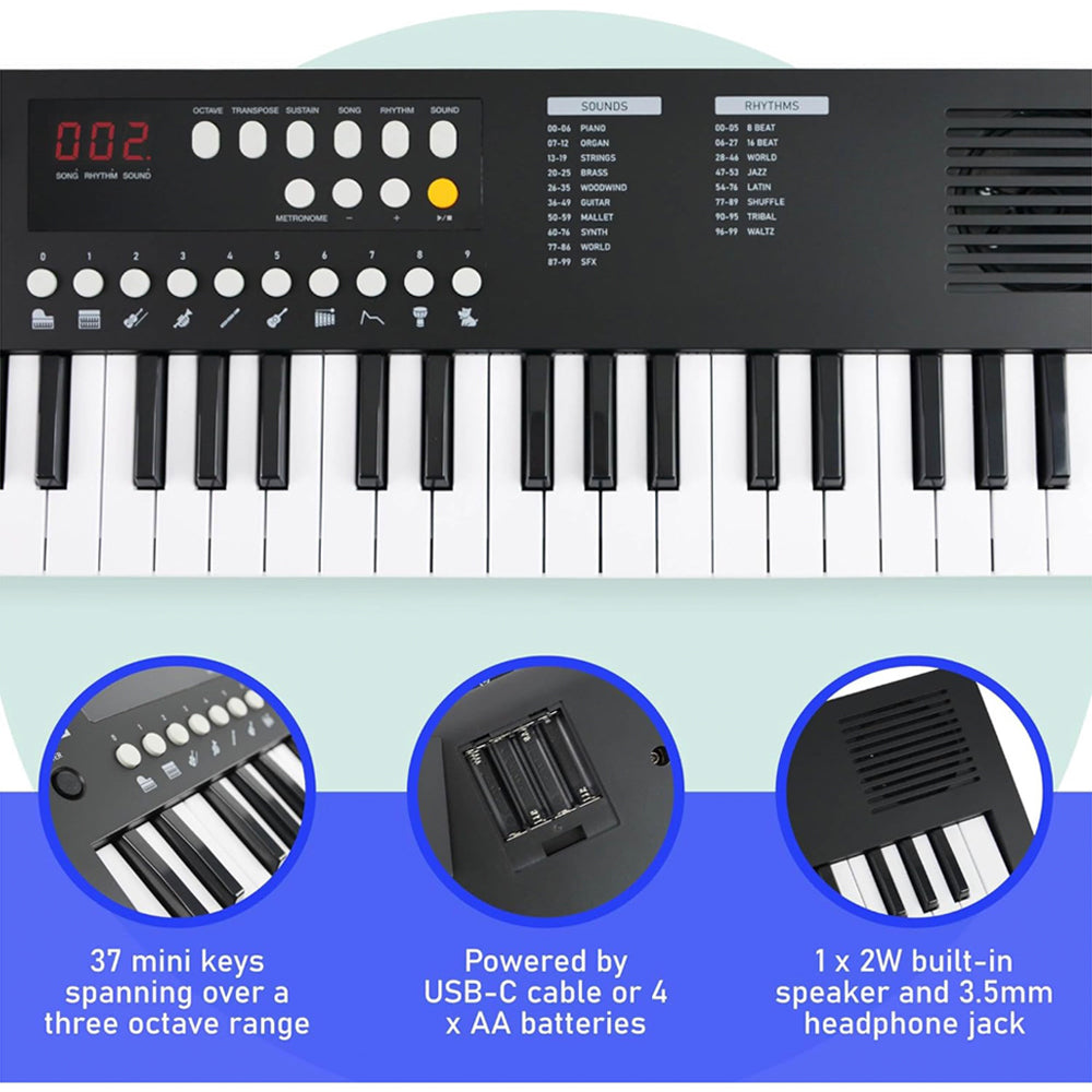 Audio Accessories: Axus Mini Keyboard 37 Key Keyboard - Black