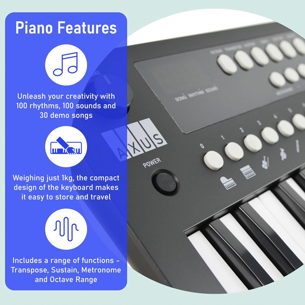 Audio Accessories: Axus Mini Keyboard 37 Key Keyboard - Black