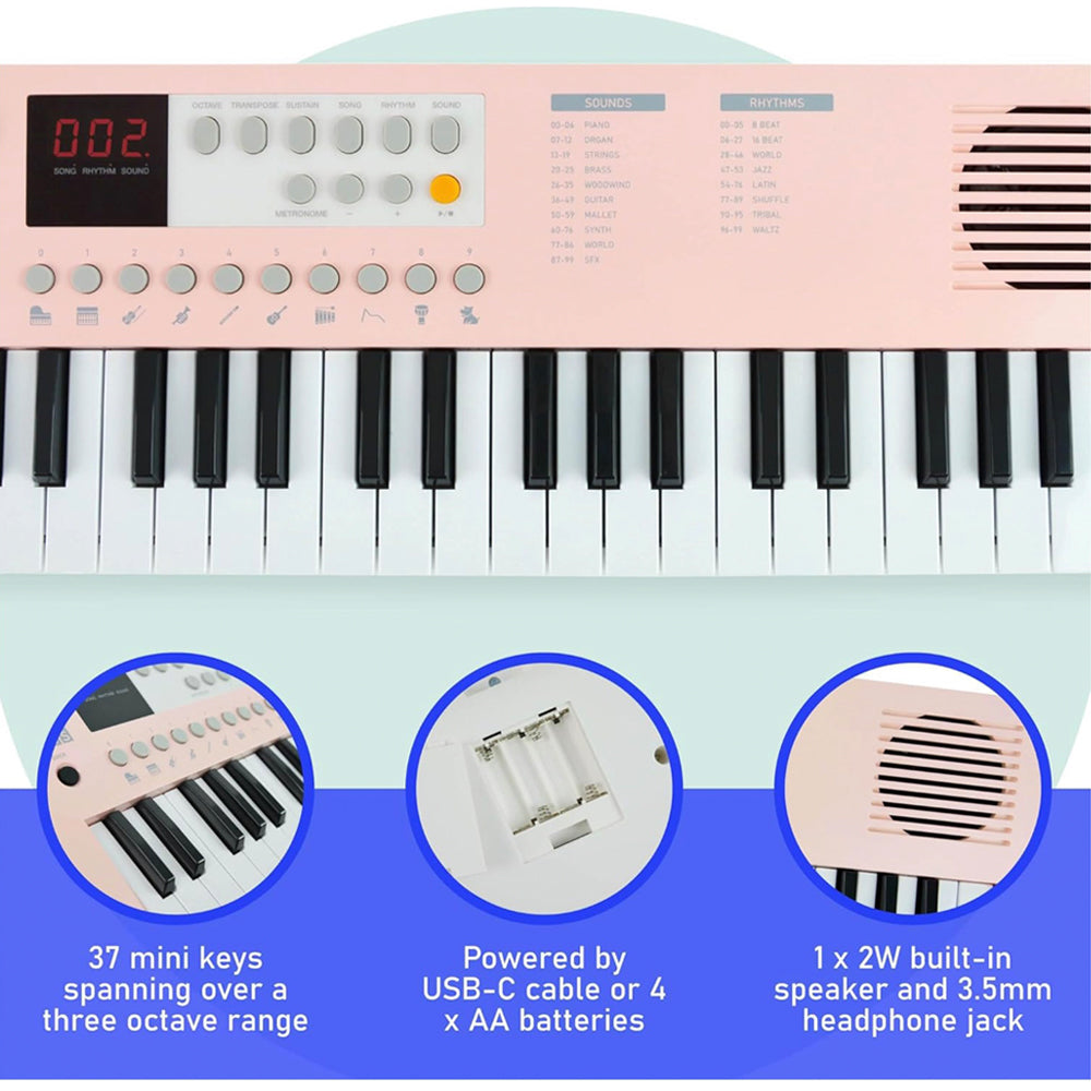 Audio Accessories: Axus Mini Keyboard 37 Key Keyboard - Pink