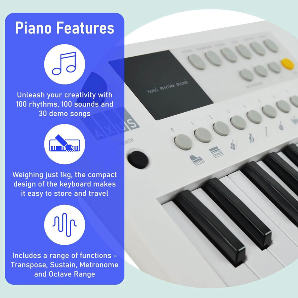 Audio Accessories: Axus Mini Keyboard 37 Key Keyboard - White