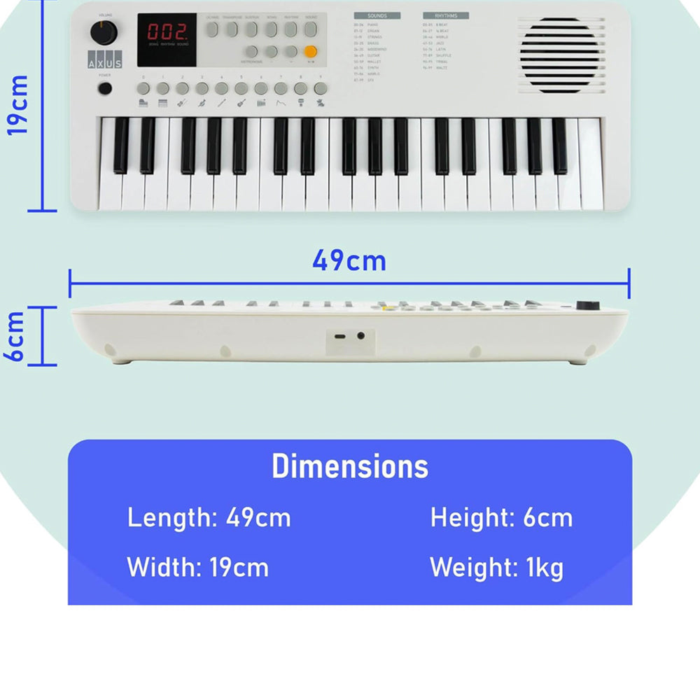 Audio Accessories: Axus Mini Keyboard 37 Key Keyboard - White