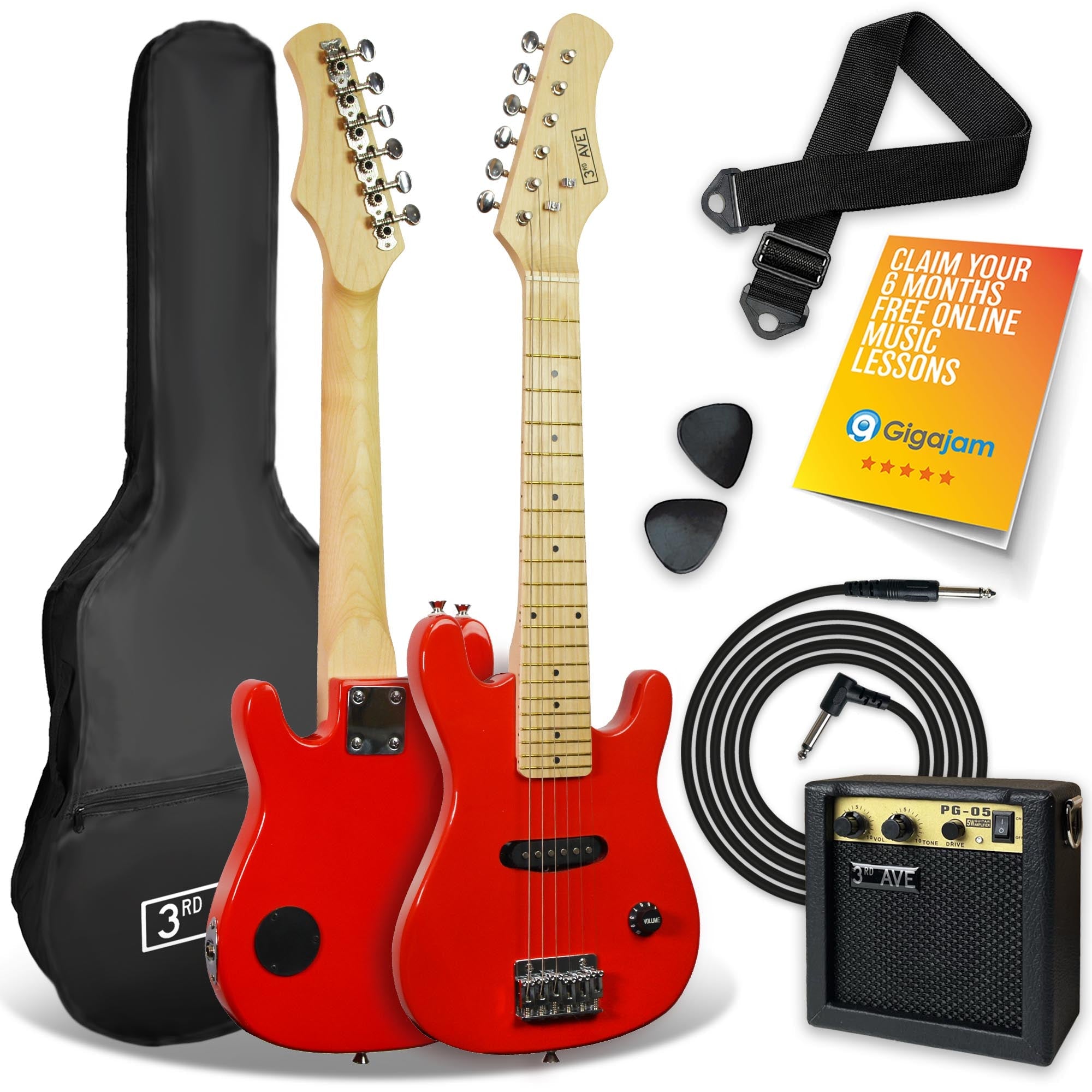 Audio Accessories: 3rd Avenue Junior Electric Guitar Pack - Red