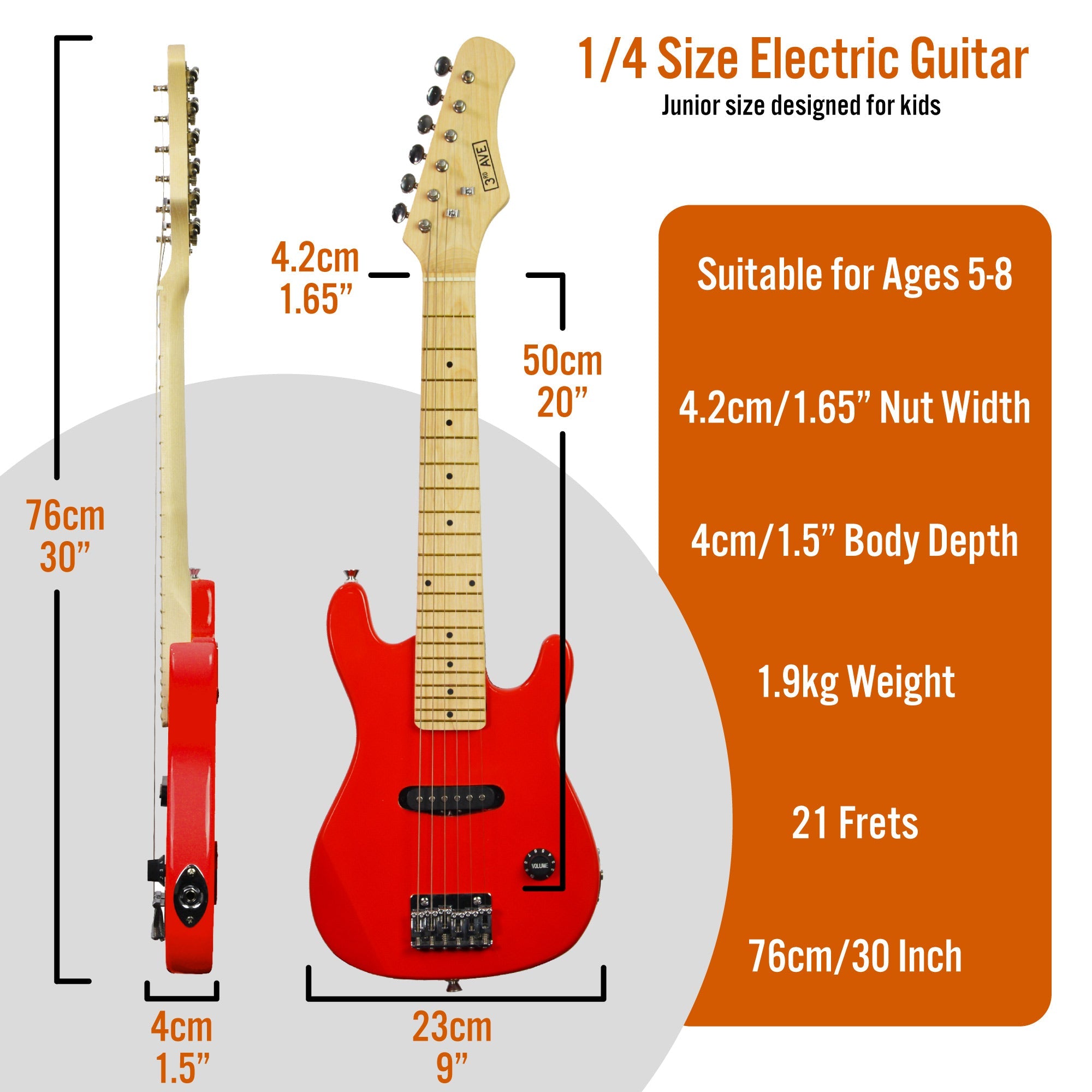 Audio Accessories: 3rd Avenue Junior Electric Guitar Pack - Red