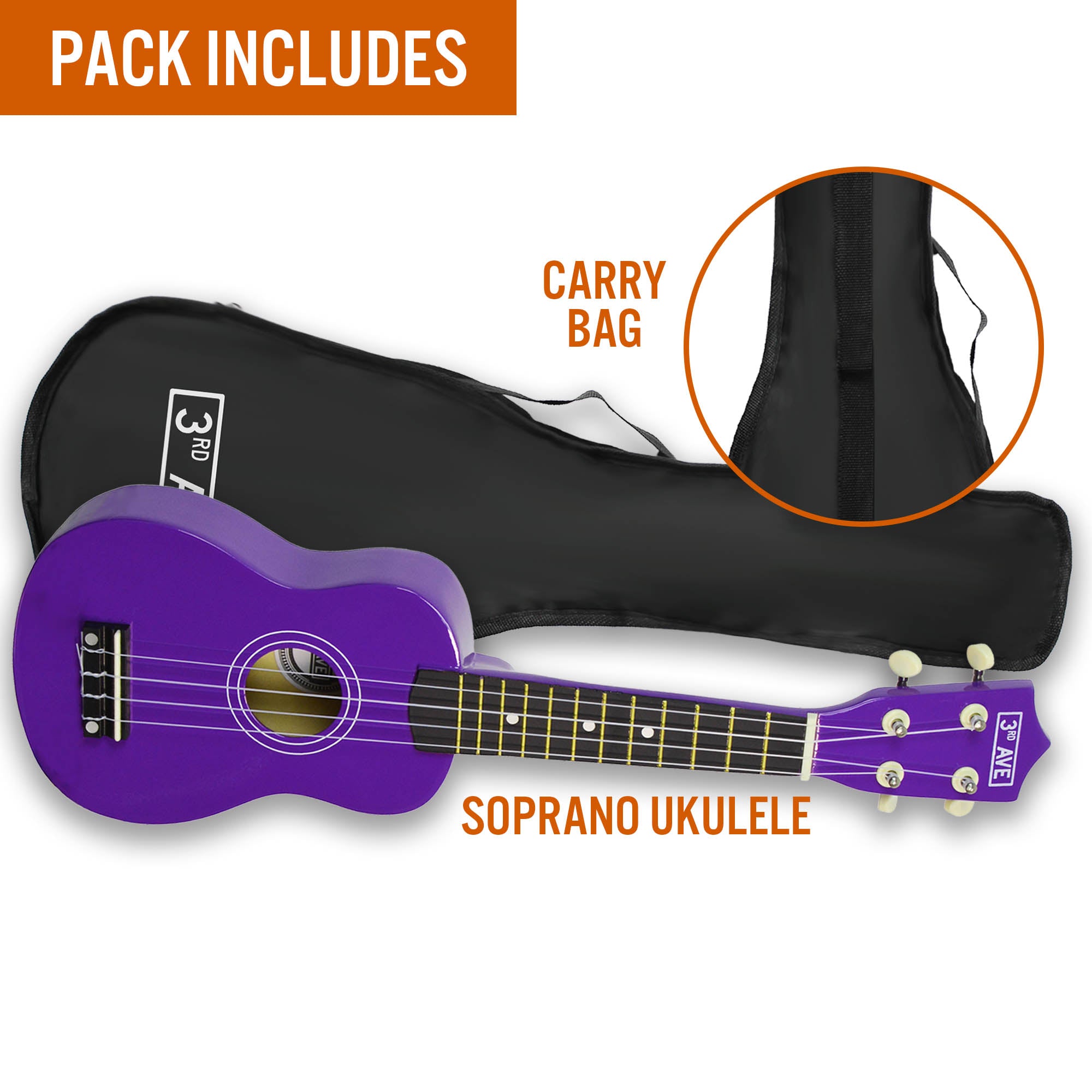 Audio Accessories: 3rd Avenue Soprano Ukulele - Purple