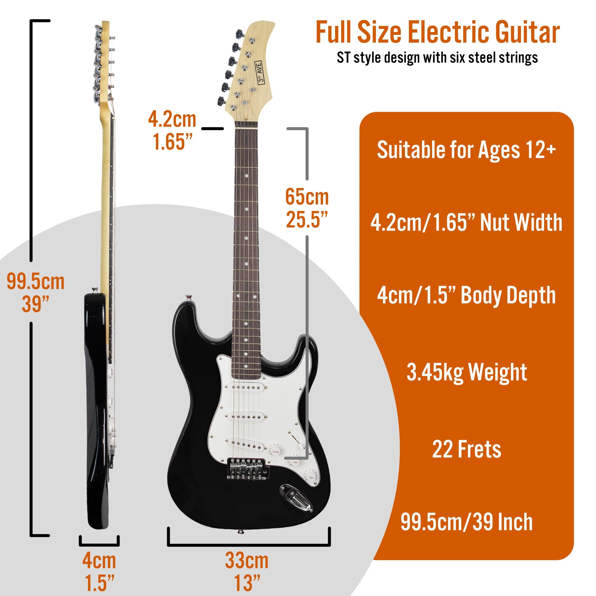 Audio Accessories: 3rd Avenue Electric Guitar Pack - Black