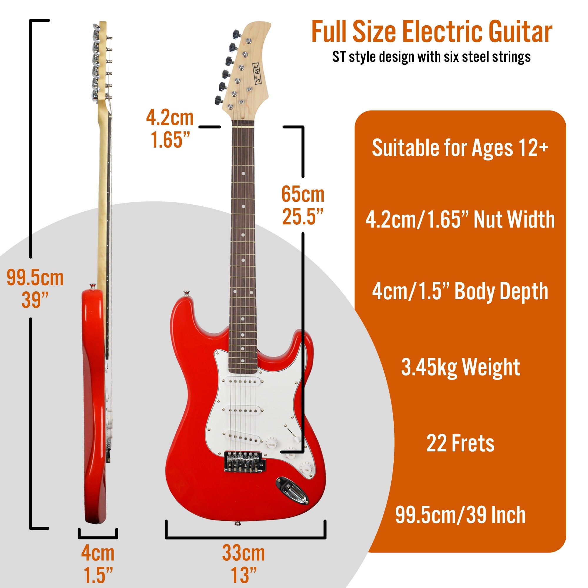 Audio Accessories: 3rd Avenue Electric Guitar Pack - Red