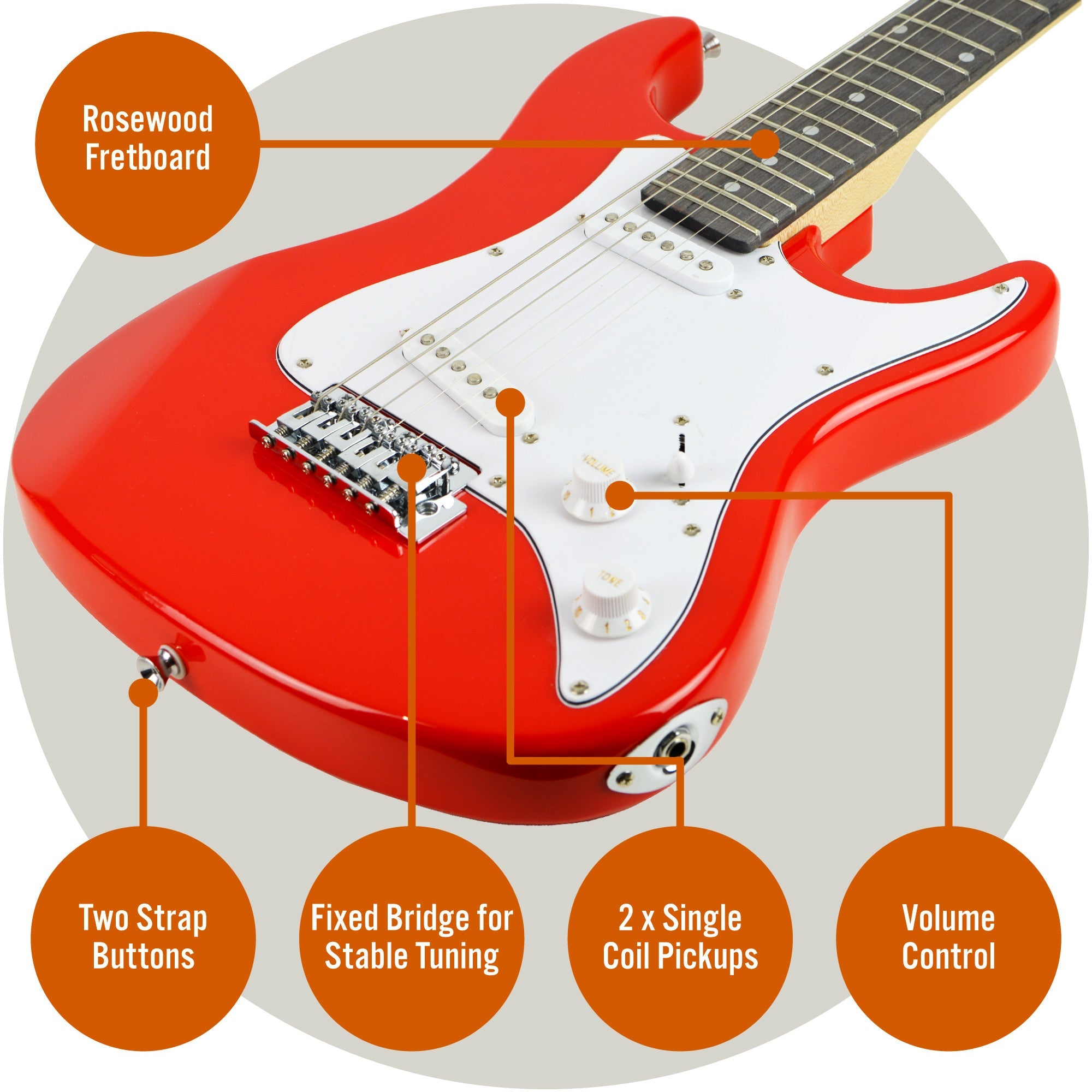 Audio Accessories: 3rd Avenue 3/4 Size Electric Guitar - Red