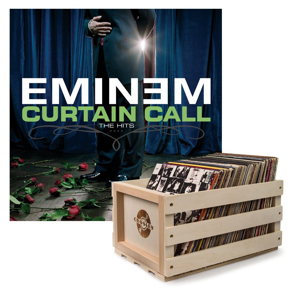 CDs & Vinyl: Crosley Record Storage Crate & Eminem Curtain Call - Double Vinyl Album Bundle