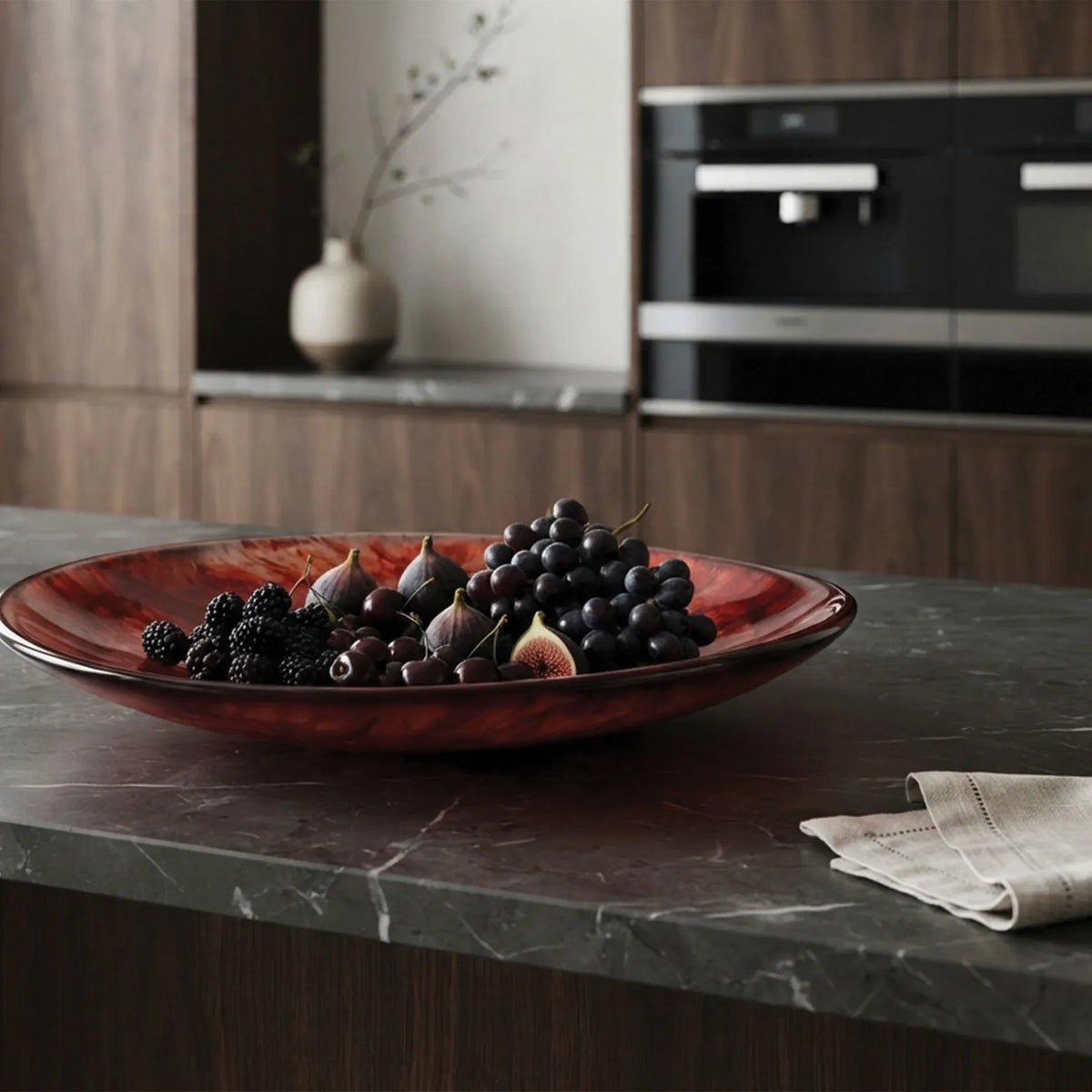 Urban Attitude SHAY Extra Large Bowl Height 6cm lowest 12cm highest by Width 52.5cm x 60cm - Berry Red
