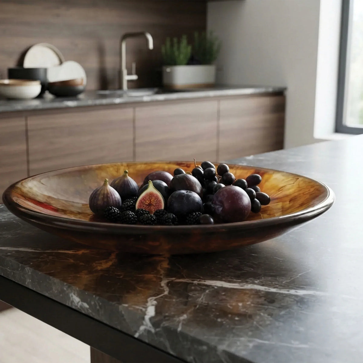 Urban Attitude SHAY Extra Large Bowl Height 6cm lowest 12cm highest by Width 52.5cm x 60cm - Dark Cocoa