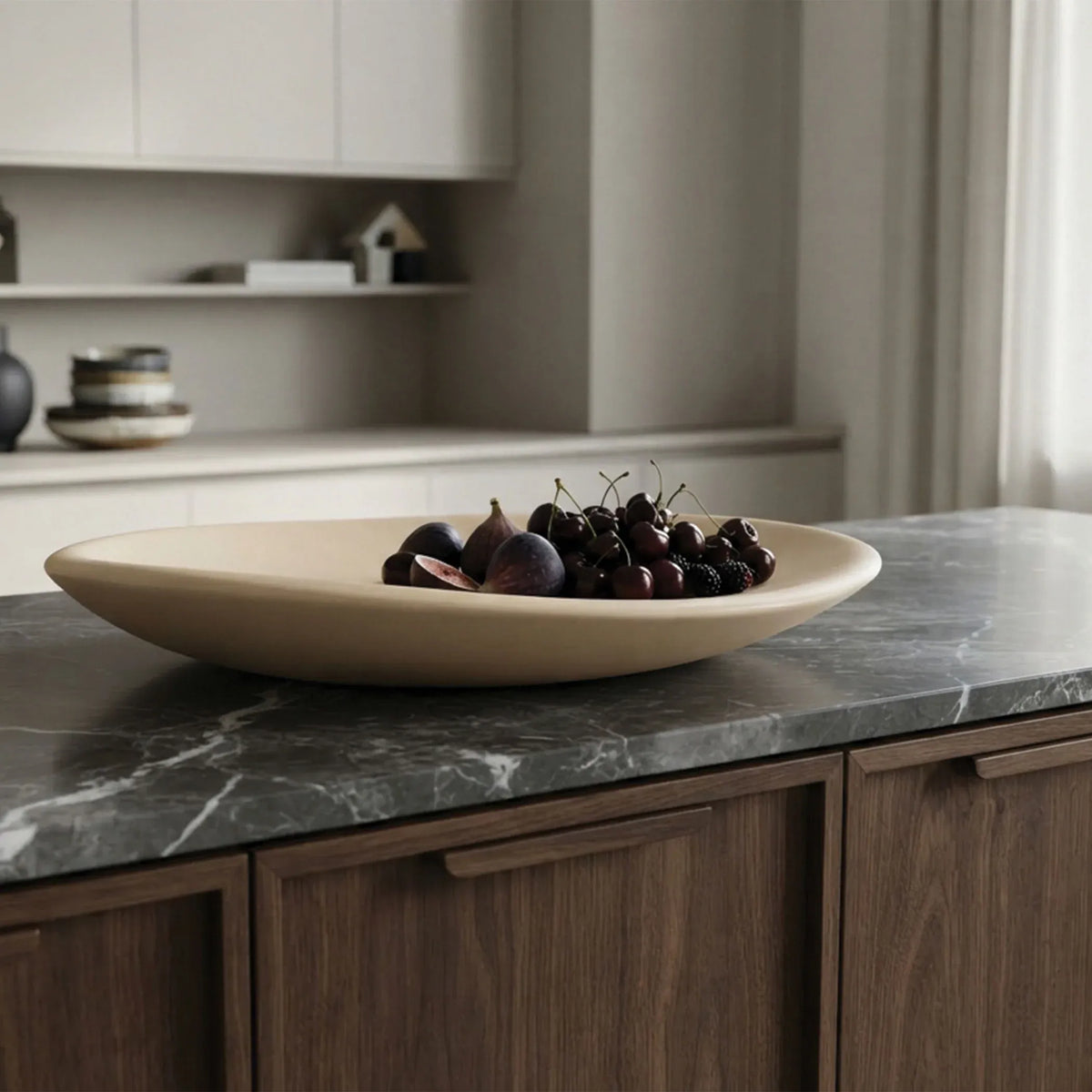 Urban Attitude SHAY Extra Large Bowl Height 6cm lowest 12cm highest by Width 52.5cm x 60cm - Stone Ivory