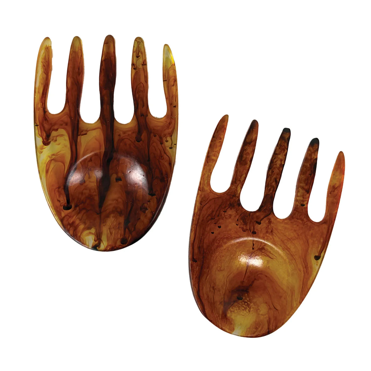 Urban Attitude SHELLY Salad Hands Servers Length 14cm, Width 9.3cm - Burnt Amber